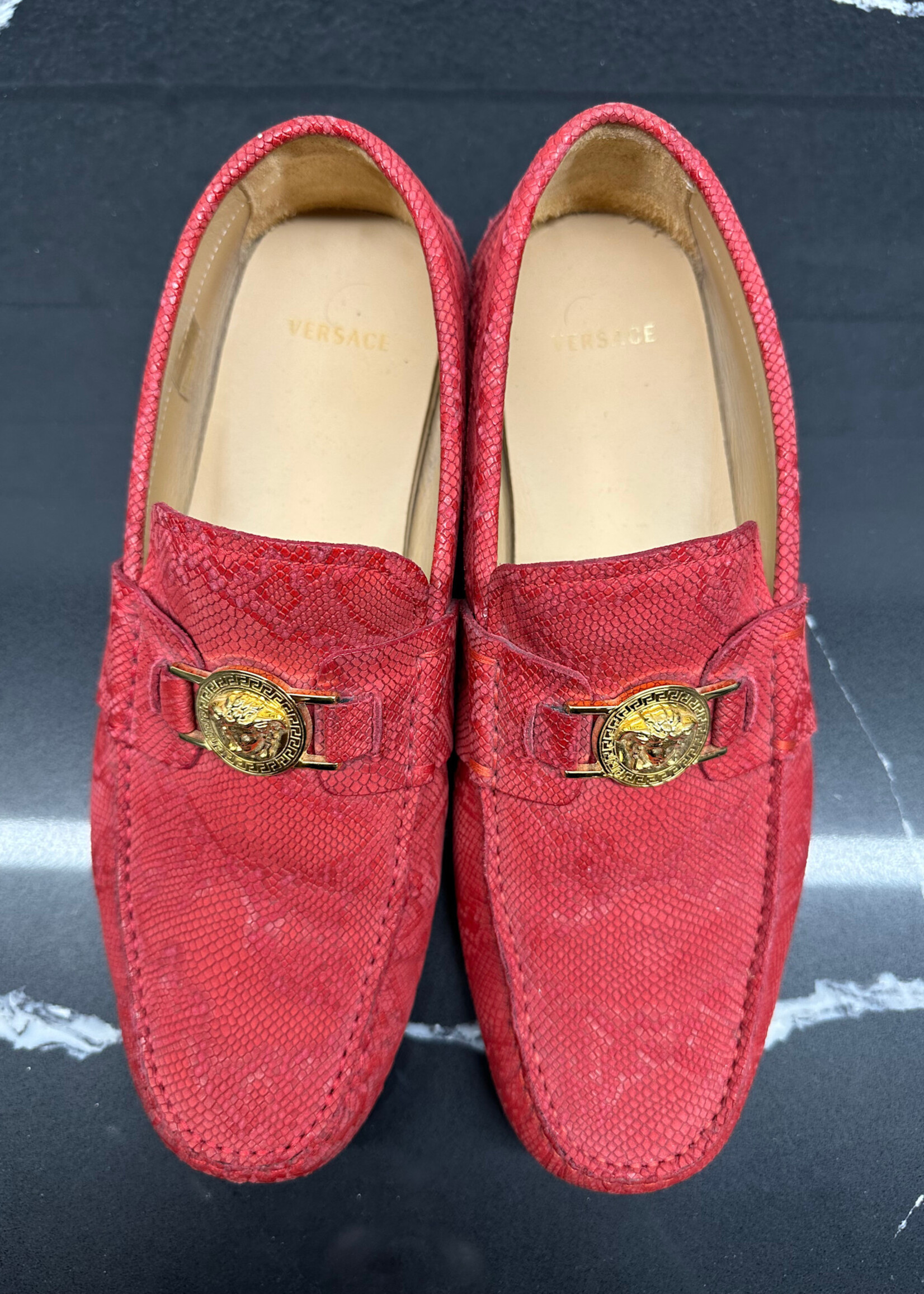Versace Red Snakeskin Loafers 42.5/9.5