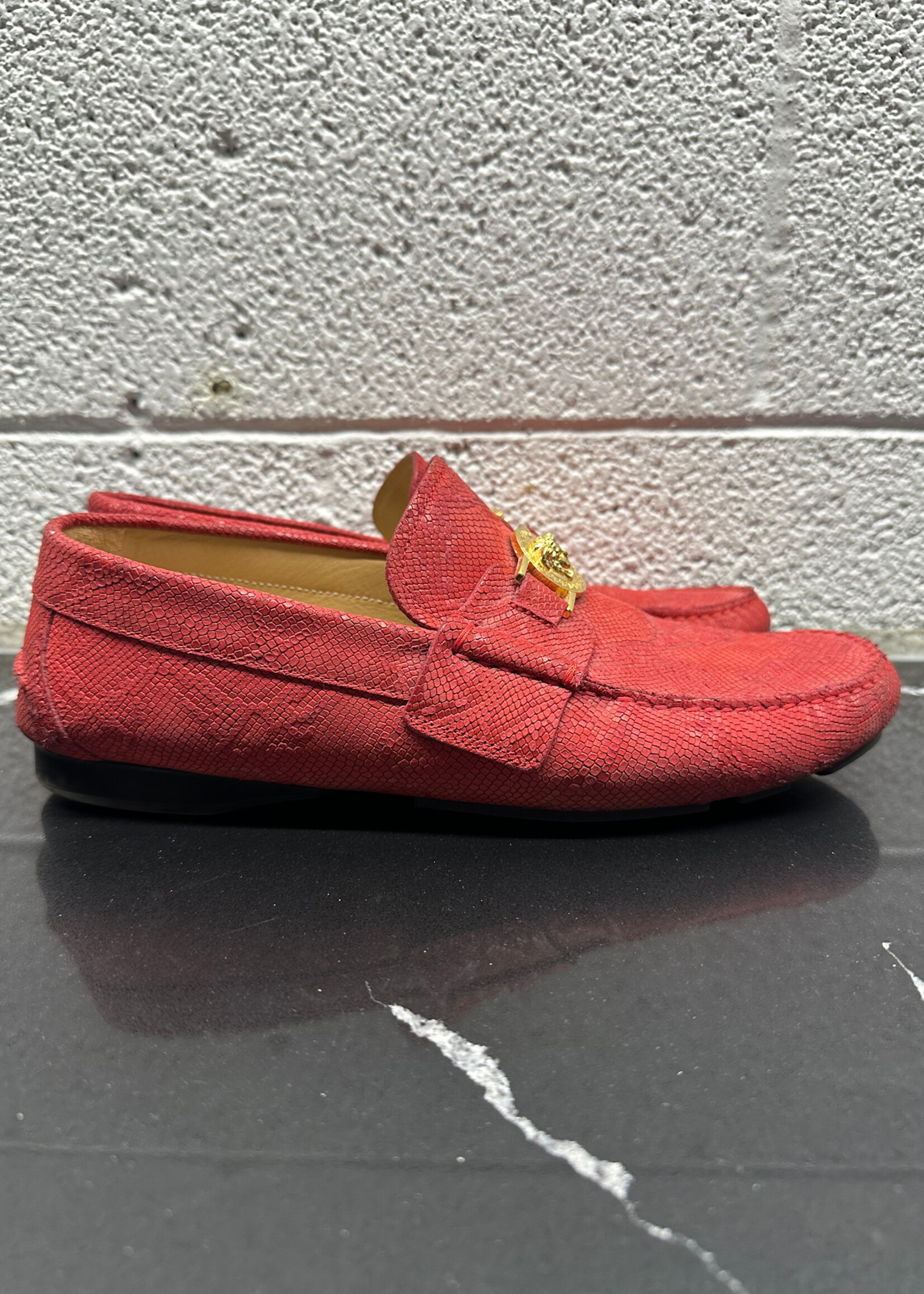 Versace Red Snakeskin Loafers 42.5/9.5