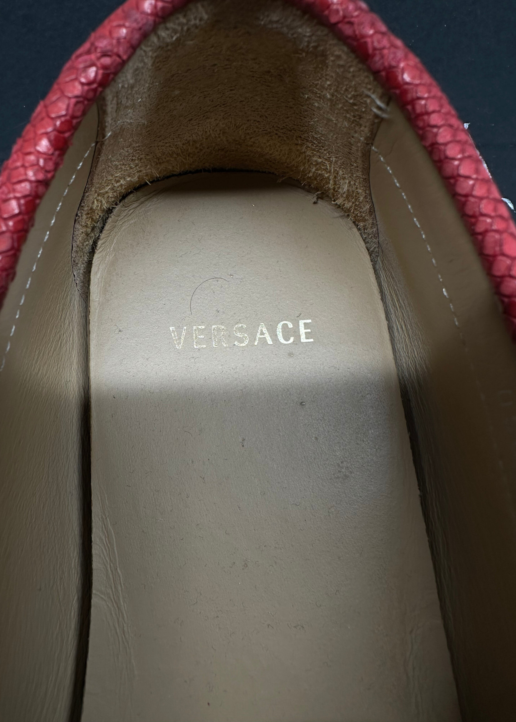Versace Red Snakeskin Loafers 42.5/9.5