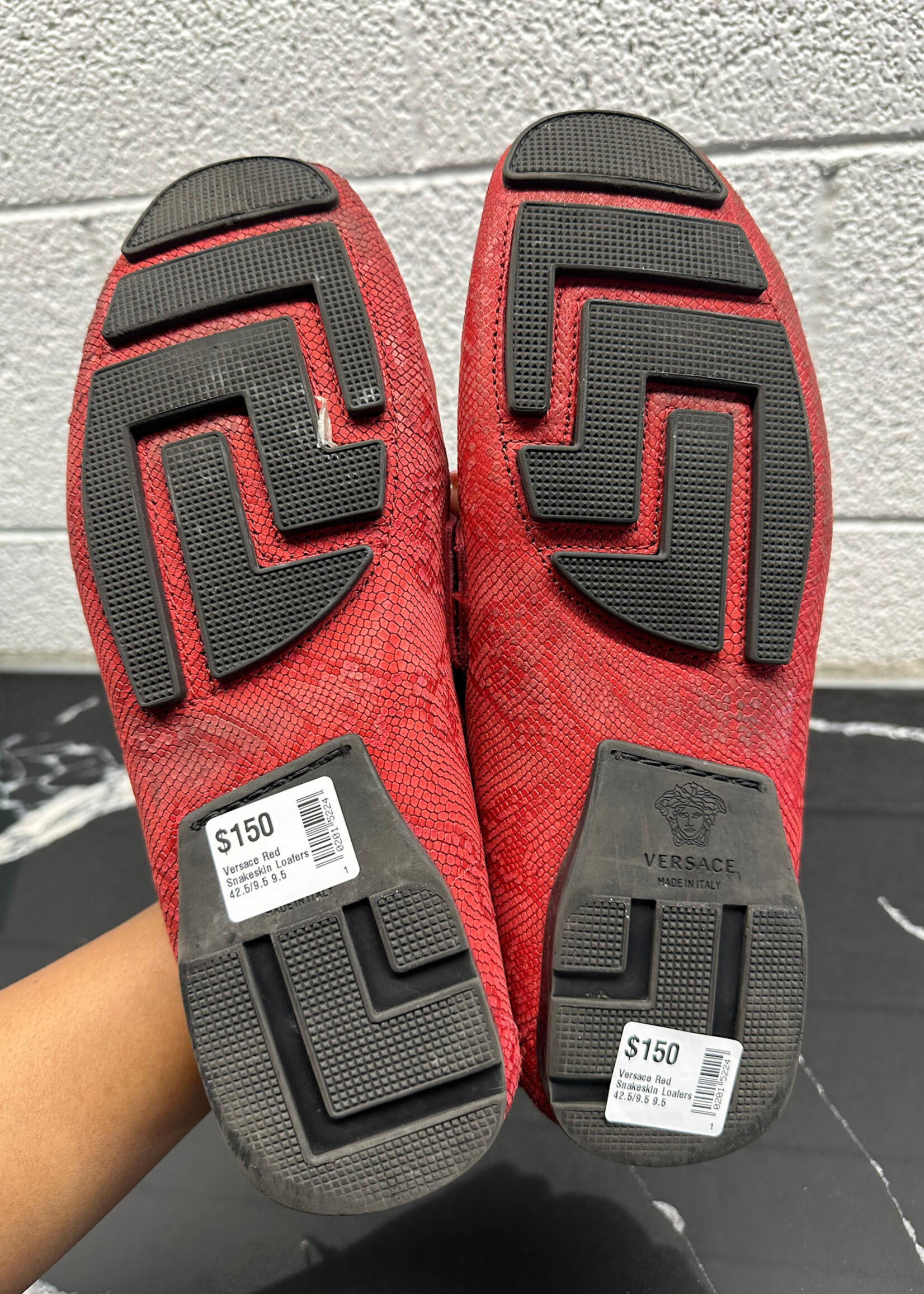 Versace Red Snakeskin Loafers 42.5/9.5