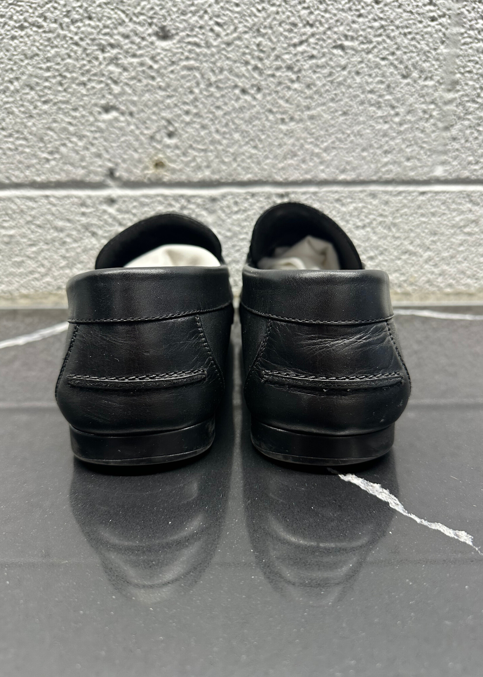 Versace Black Grommet Leather Loafers 43/10