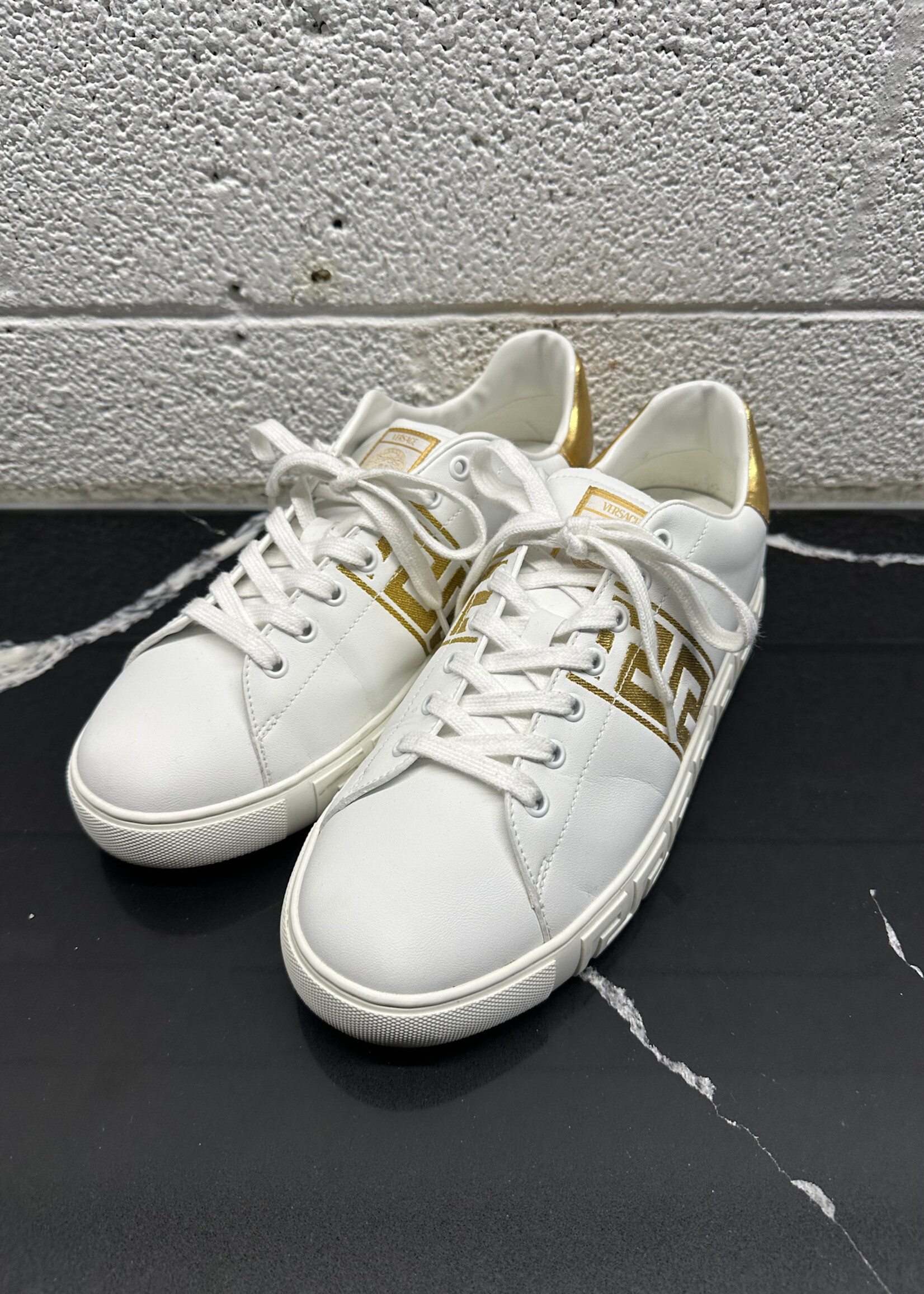 Versace White Gold Greca Sneakers 42/9