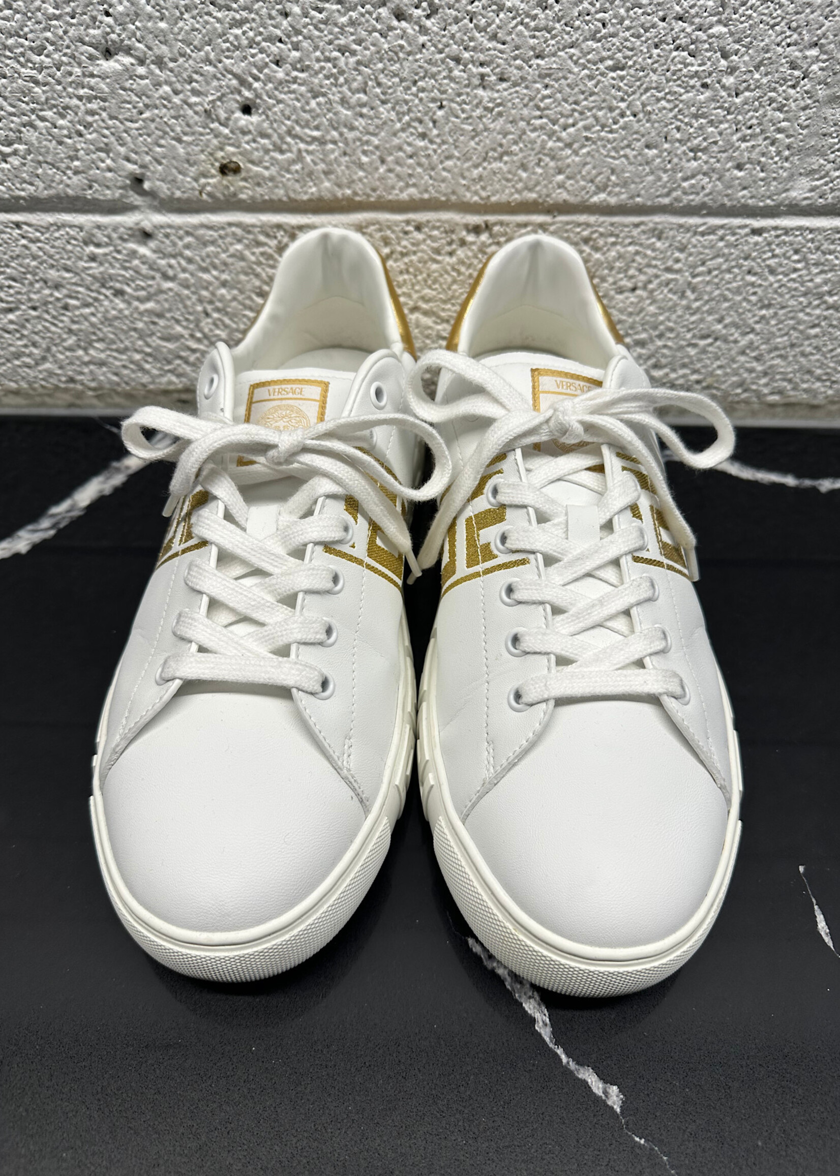 Versace White Gold Greca Sneakers 42/9