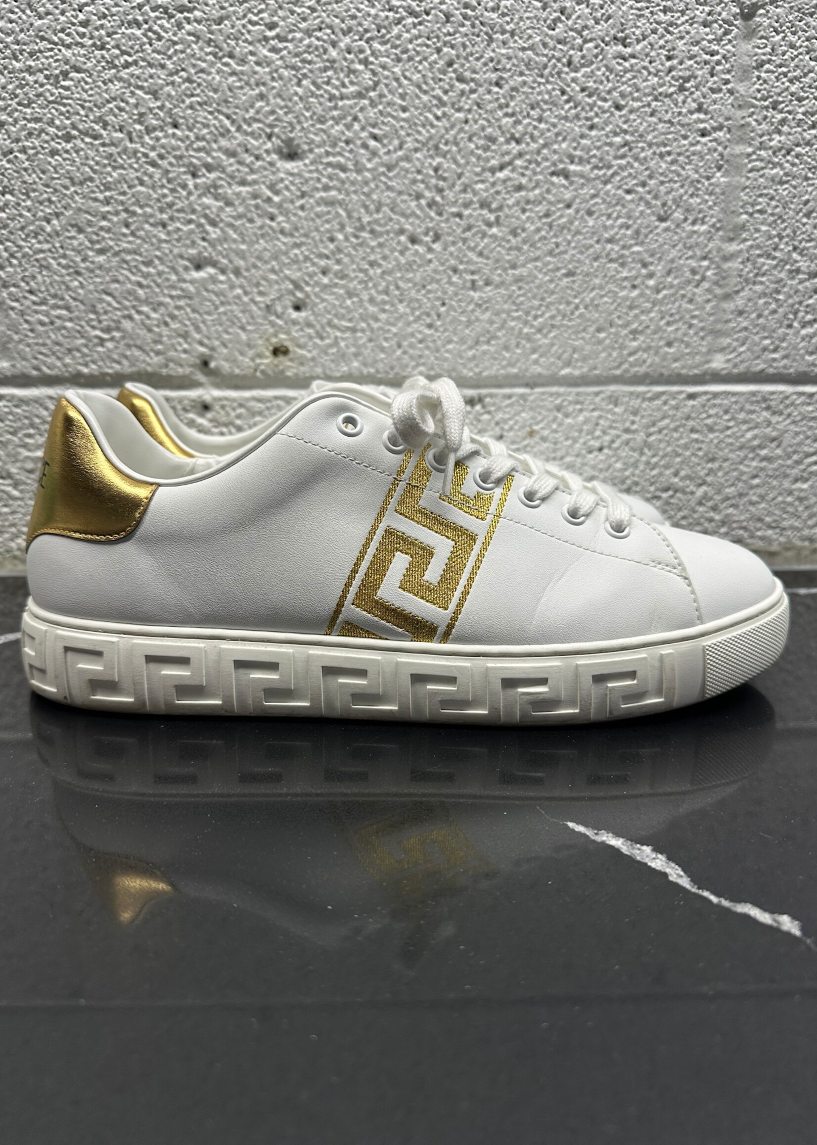Versace White Gold Greca Sneakers 42/9