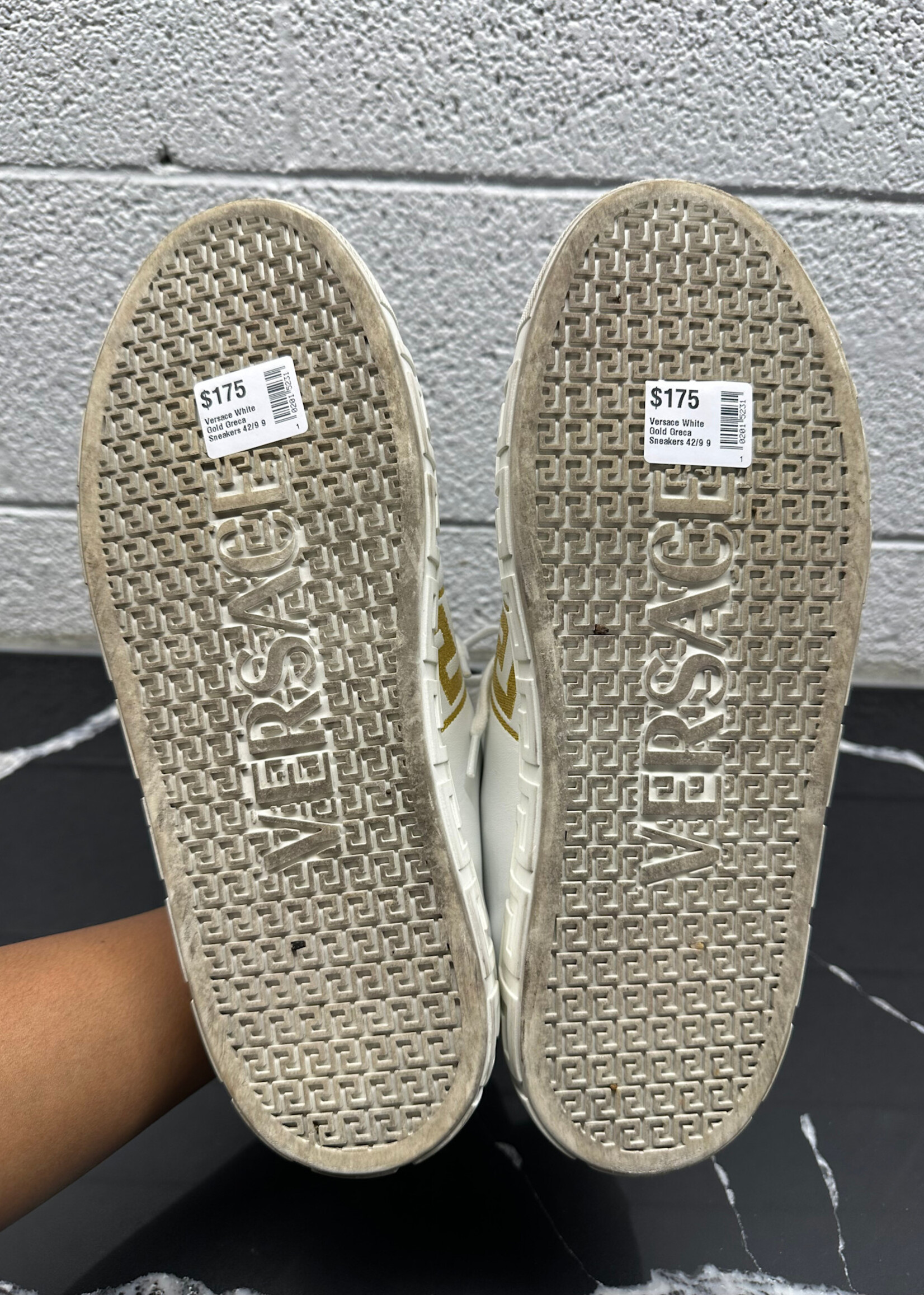 Versace White Gold Greca Sneakers 42/9