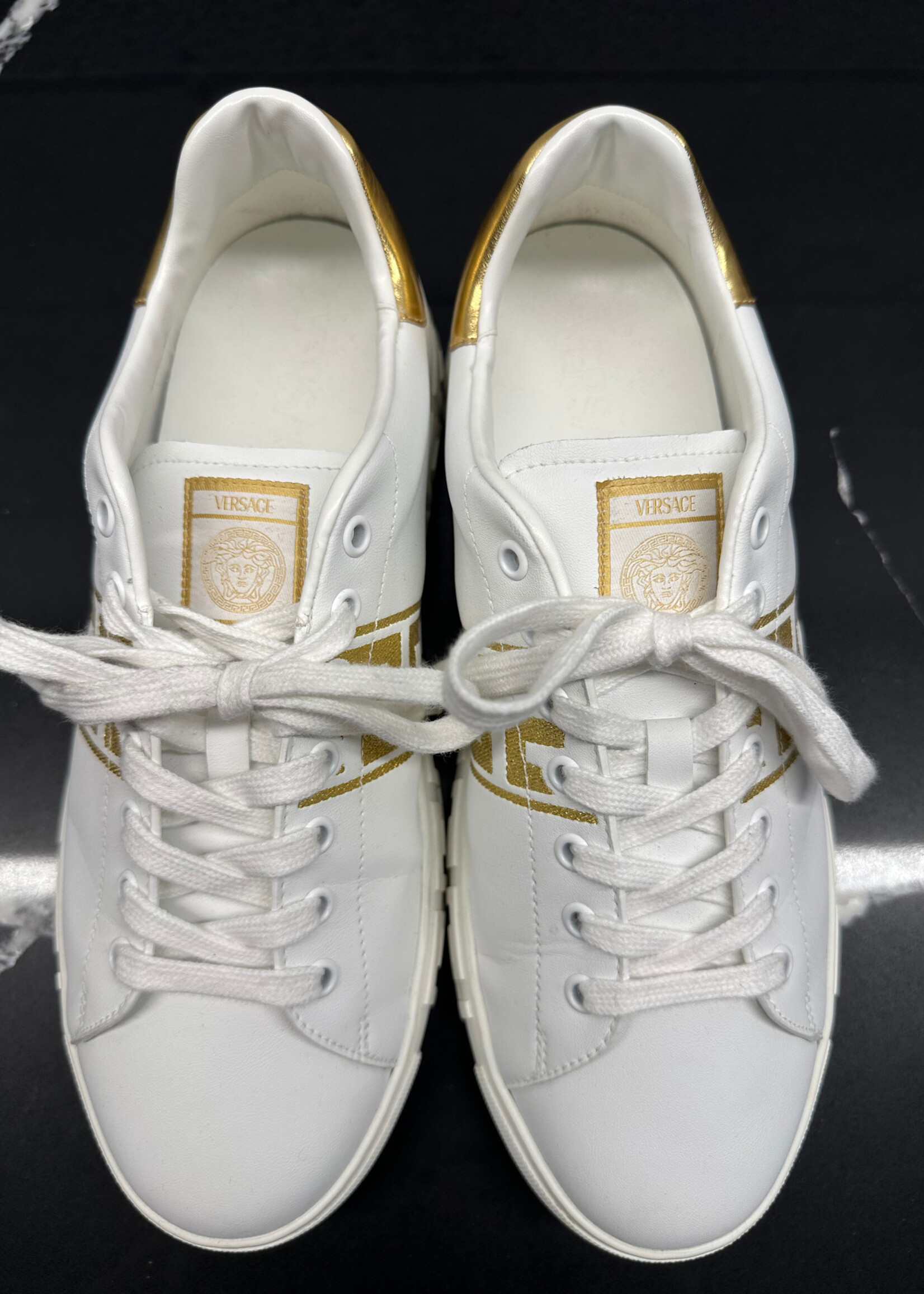 Versace White Gold Greca Sneakers 42/9