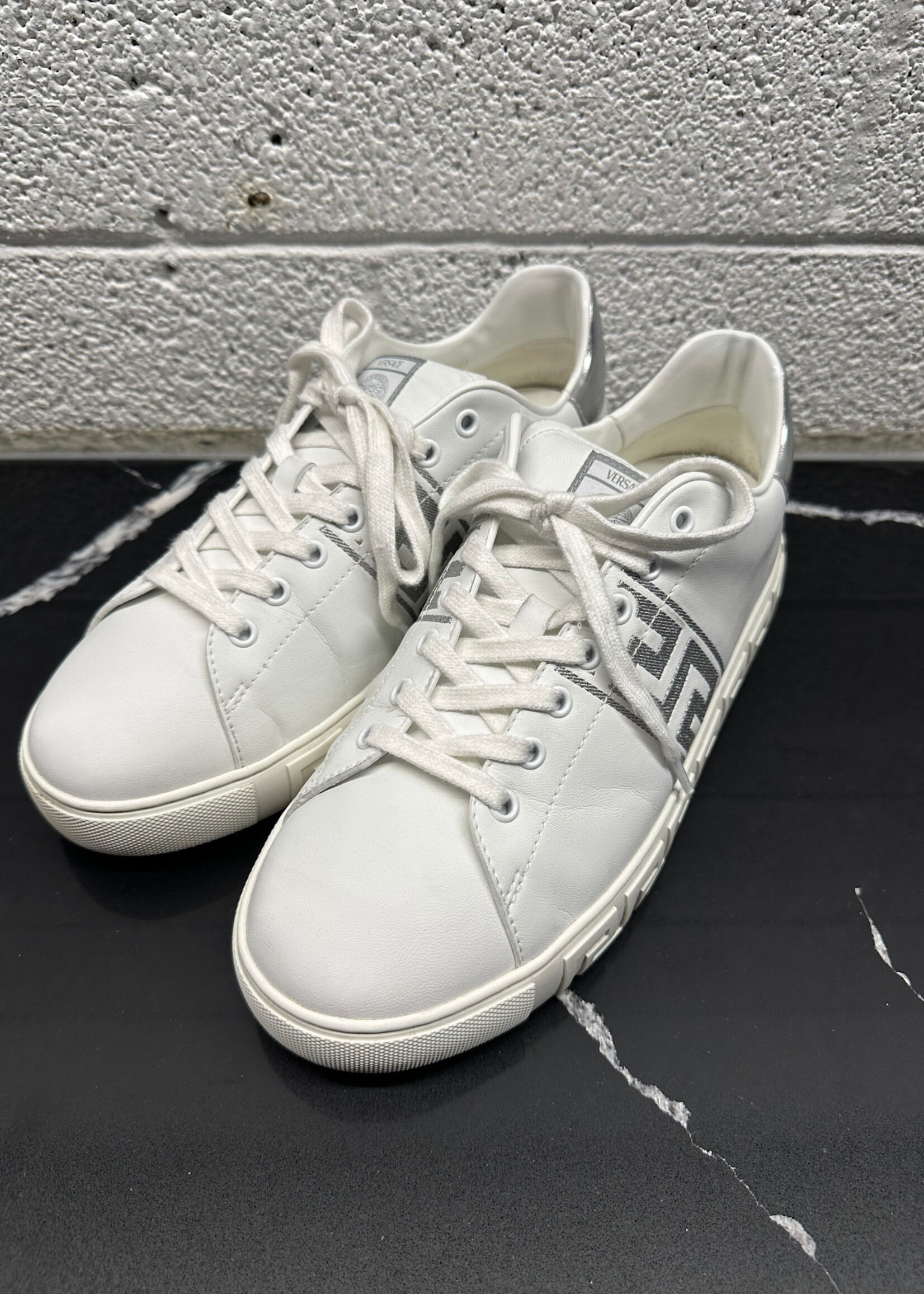 Versace White Silver Greca Sneakers 42/9