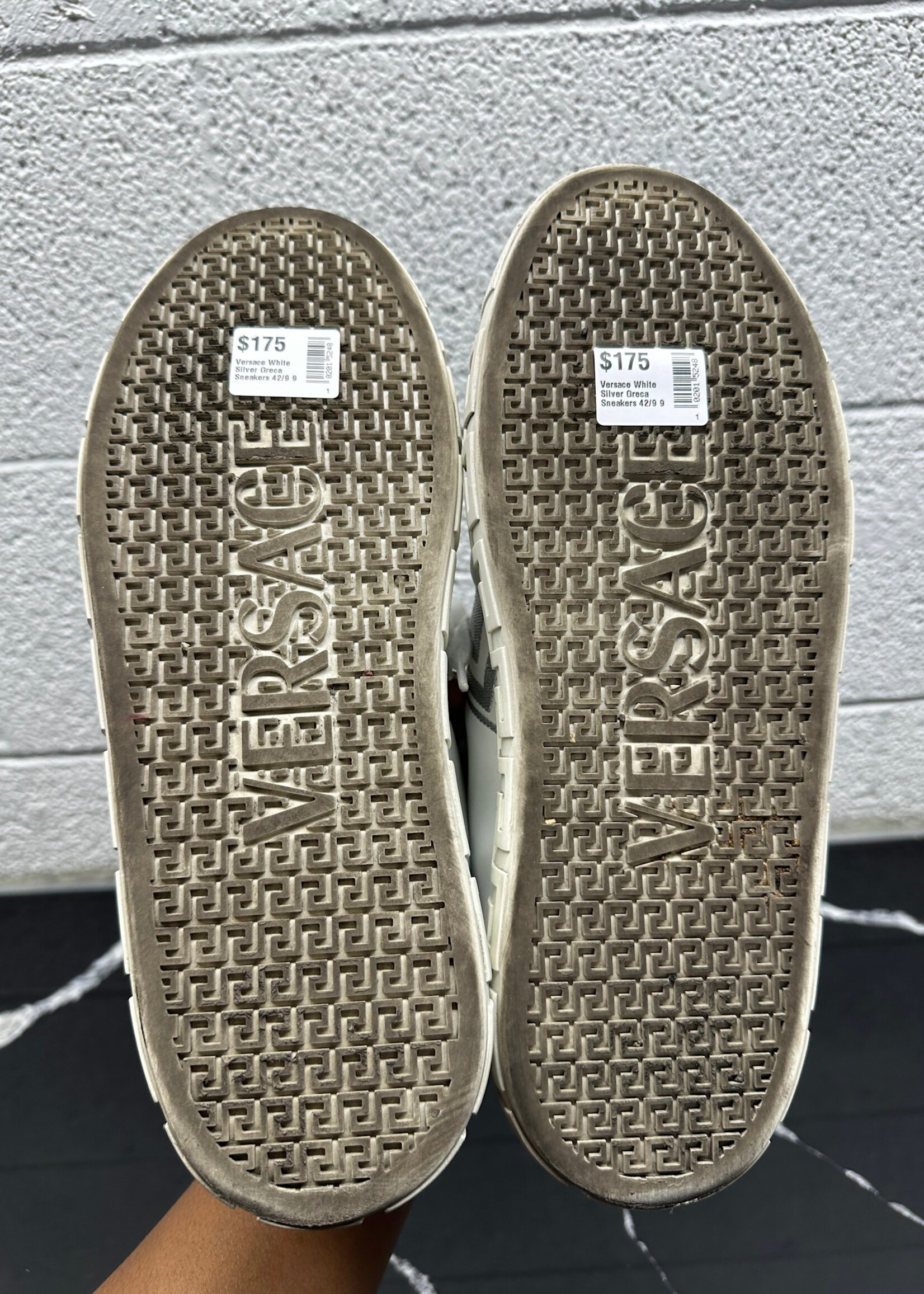 Versace White Silver Greca Sneakers 42/9