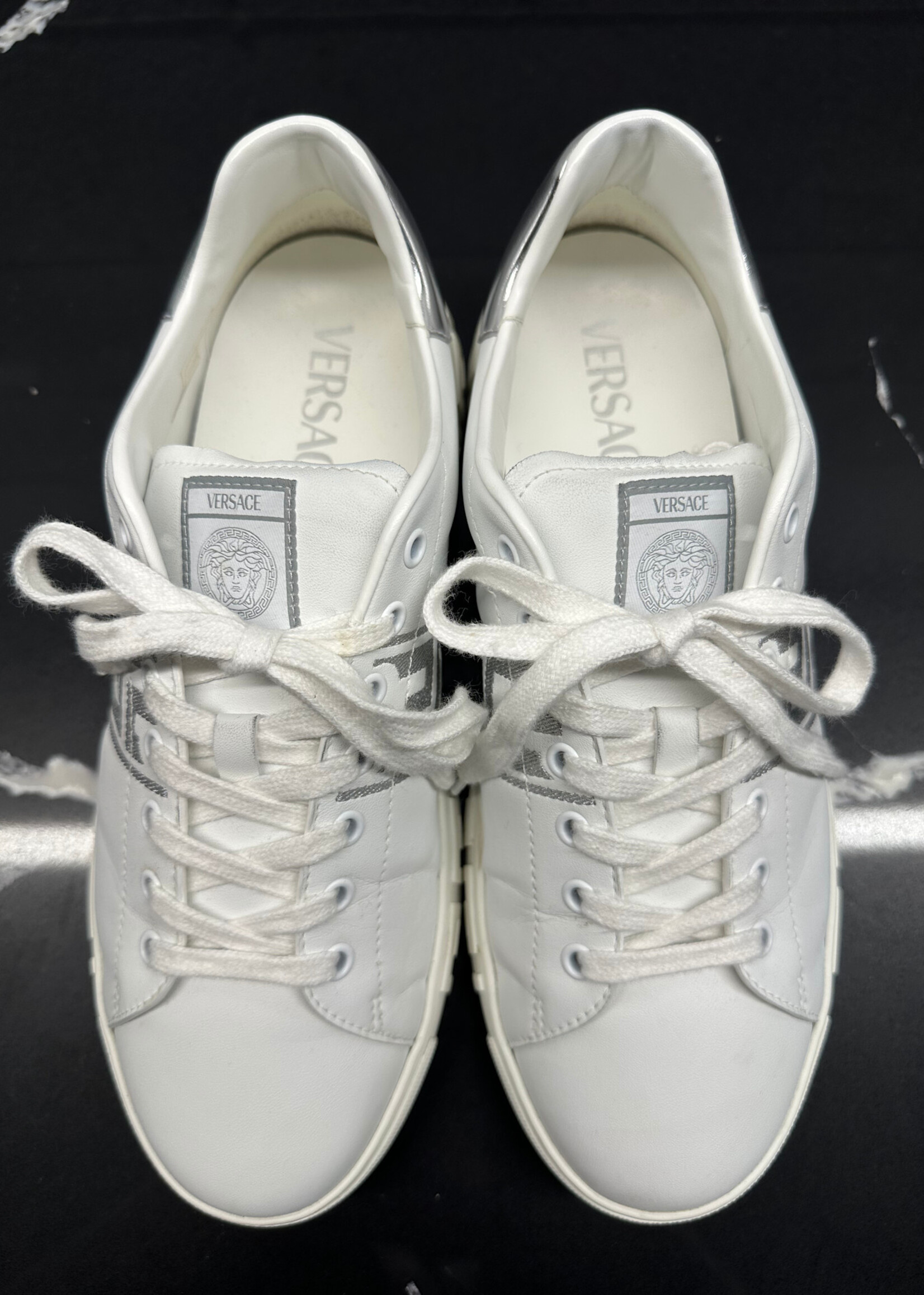 Versace White Silver Greca Sneakers 42/9
