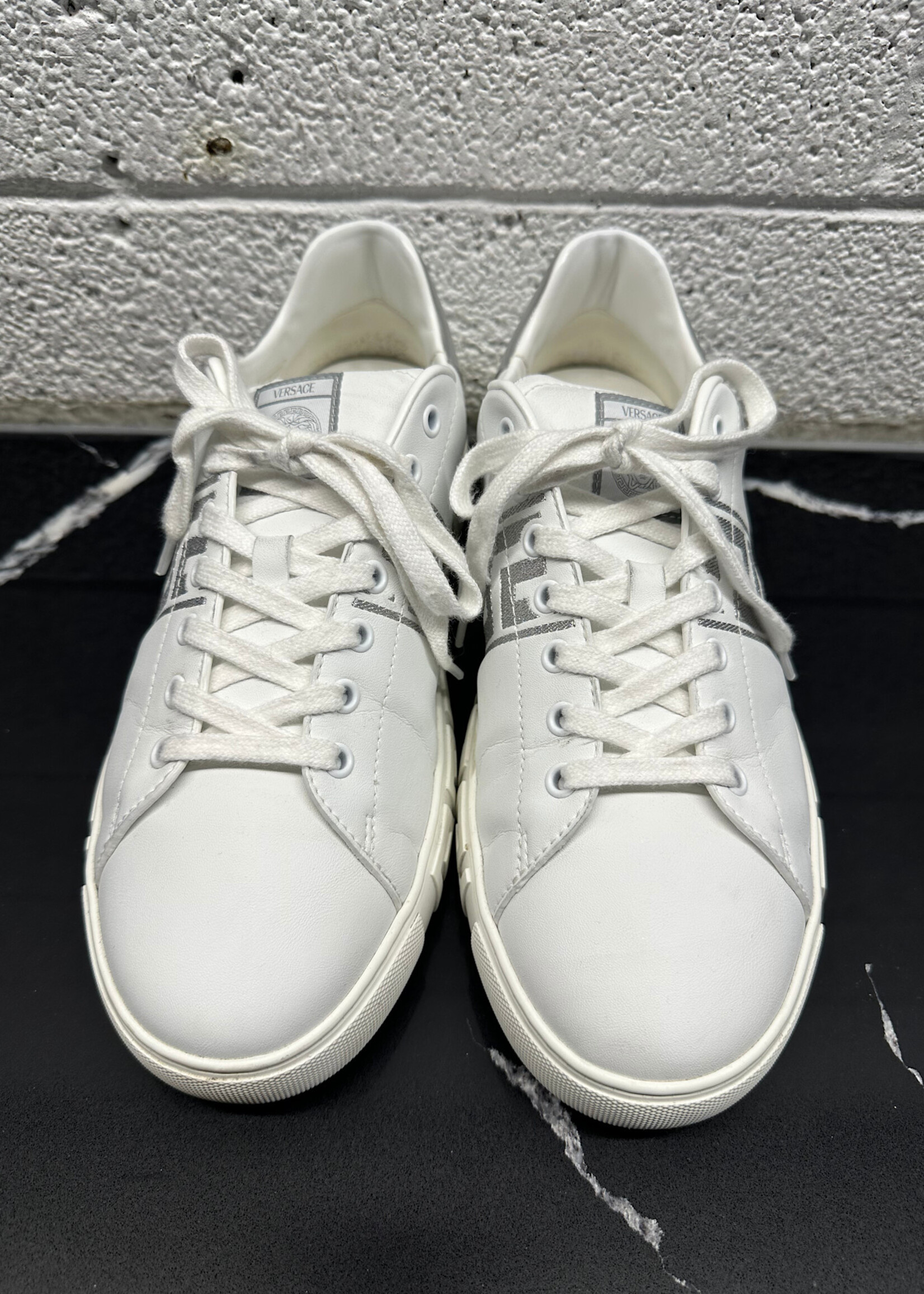 Versace White Silver Greca Sneakers 42/9