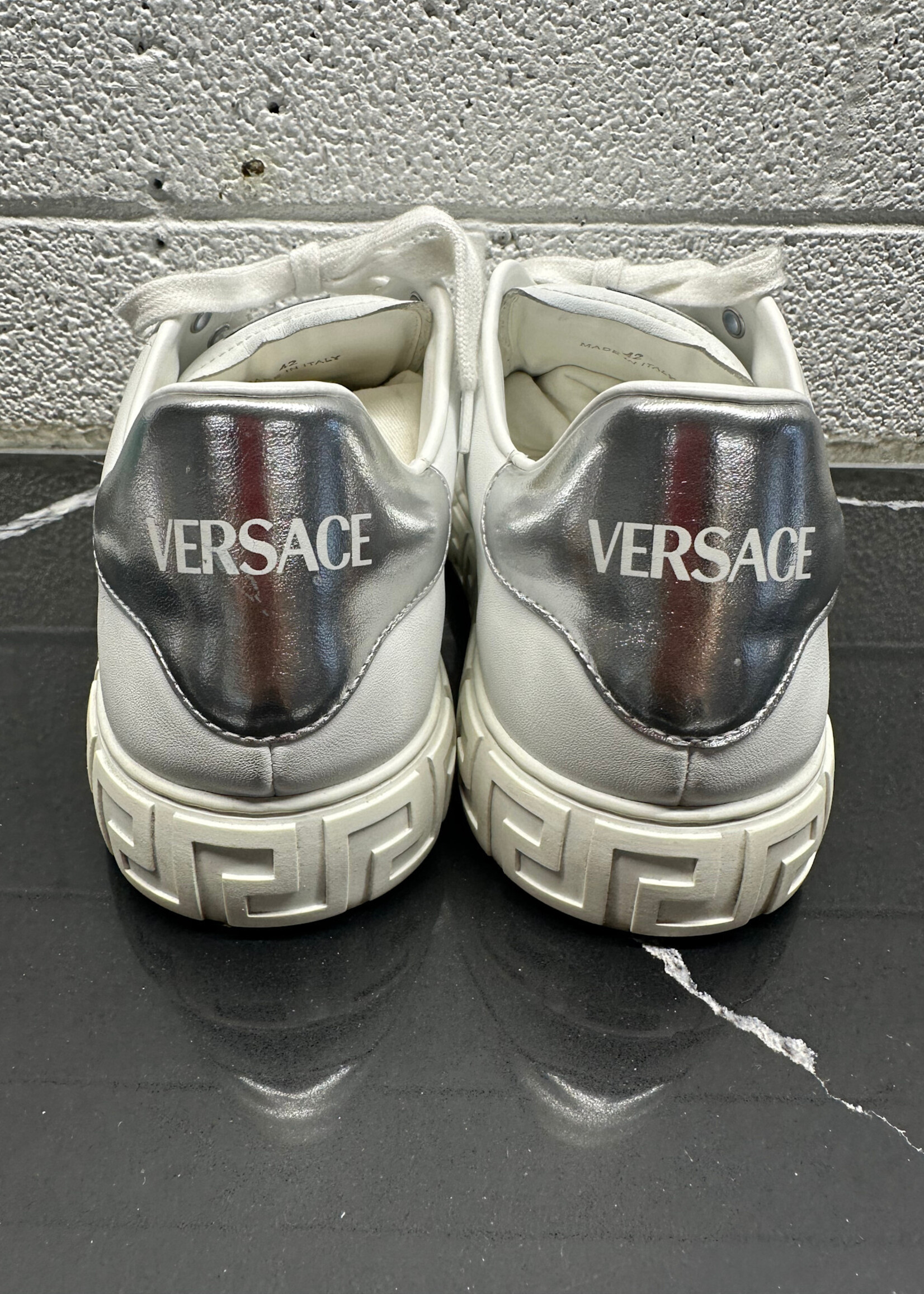 Versace White Silver Greca Sneakers 42/9