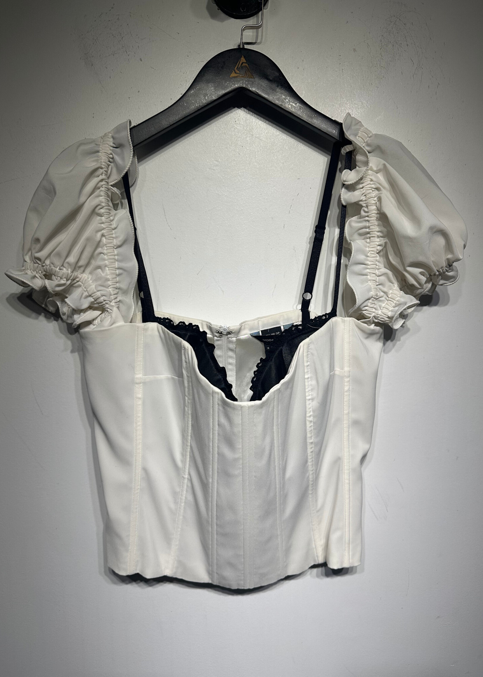Moda Int White Black Bra Corset M