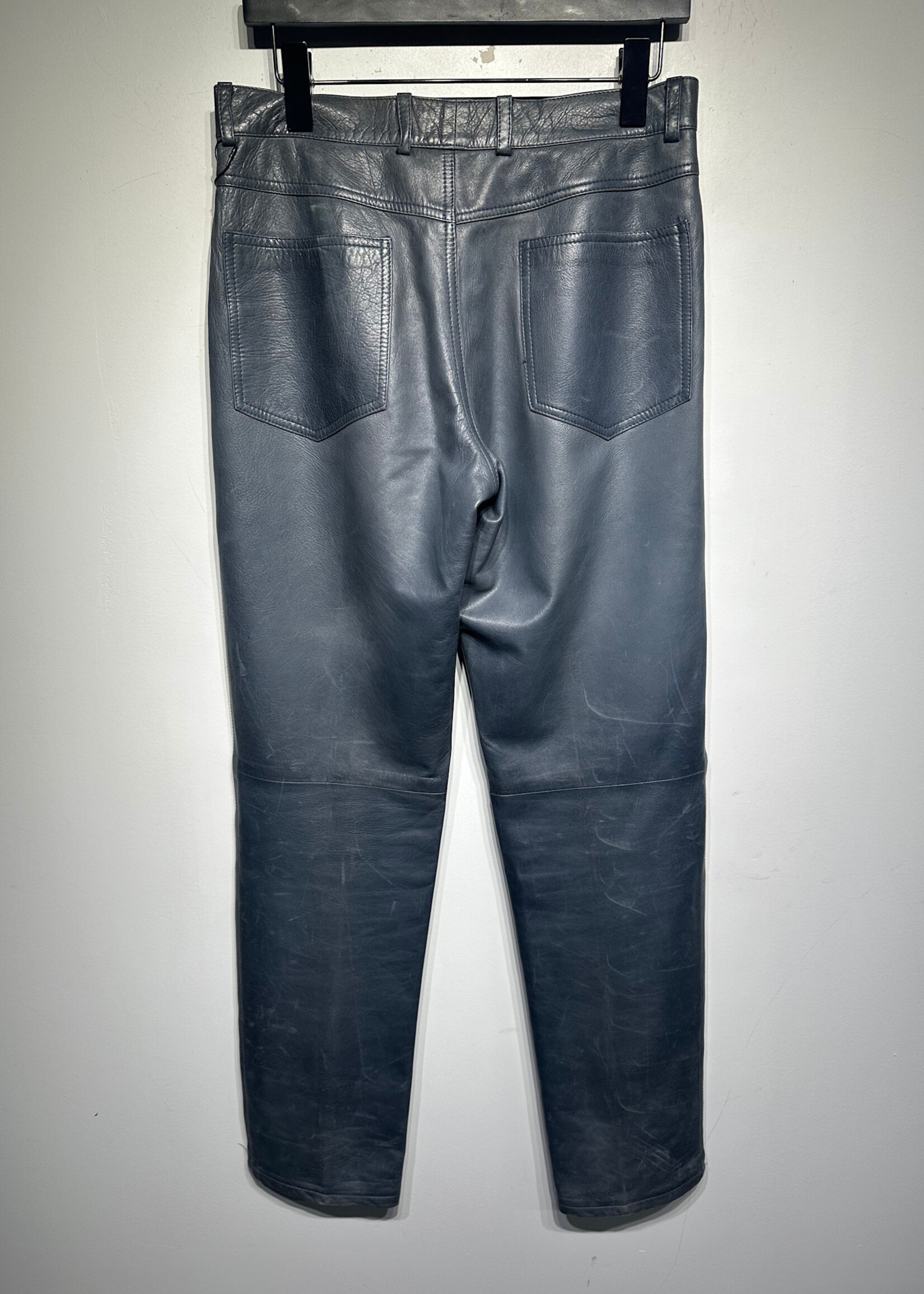 Prada Grey Leather Pants Masc 30 AS IS
