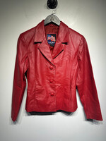 USA Leather Red Blazer Fem M AS IS