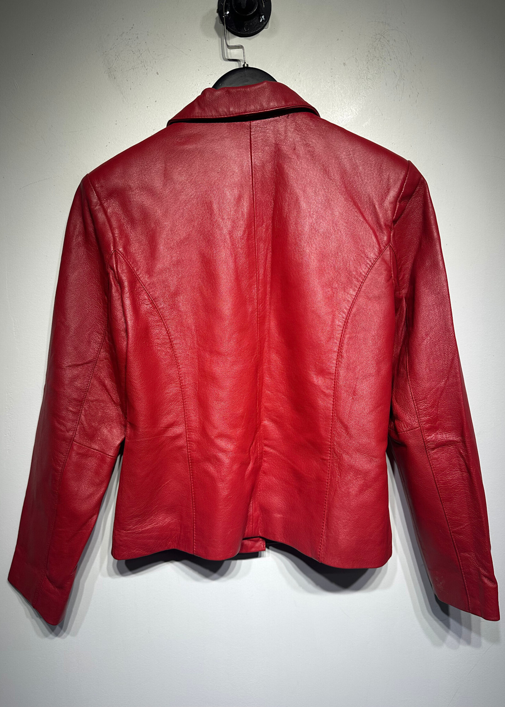 USA Leather Red Blazer Fem M AS IS