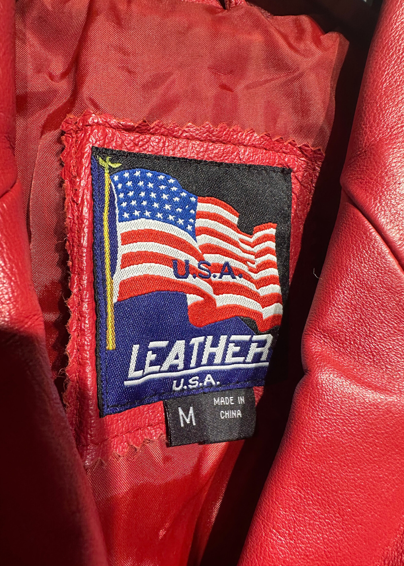 USA Leather Red Blazer Fem M AS IS