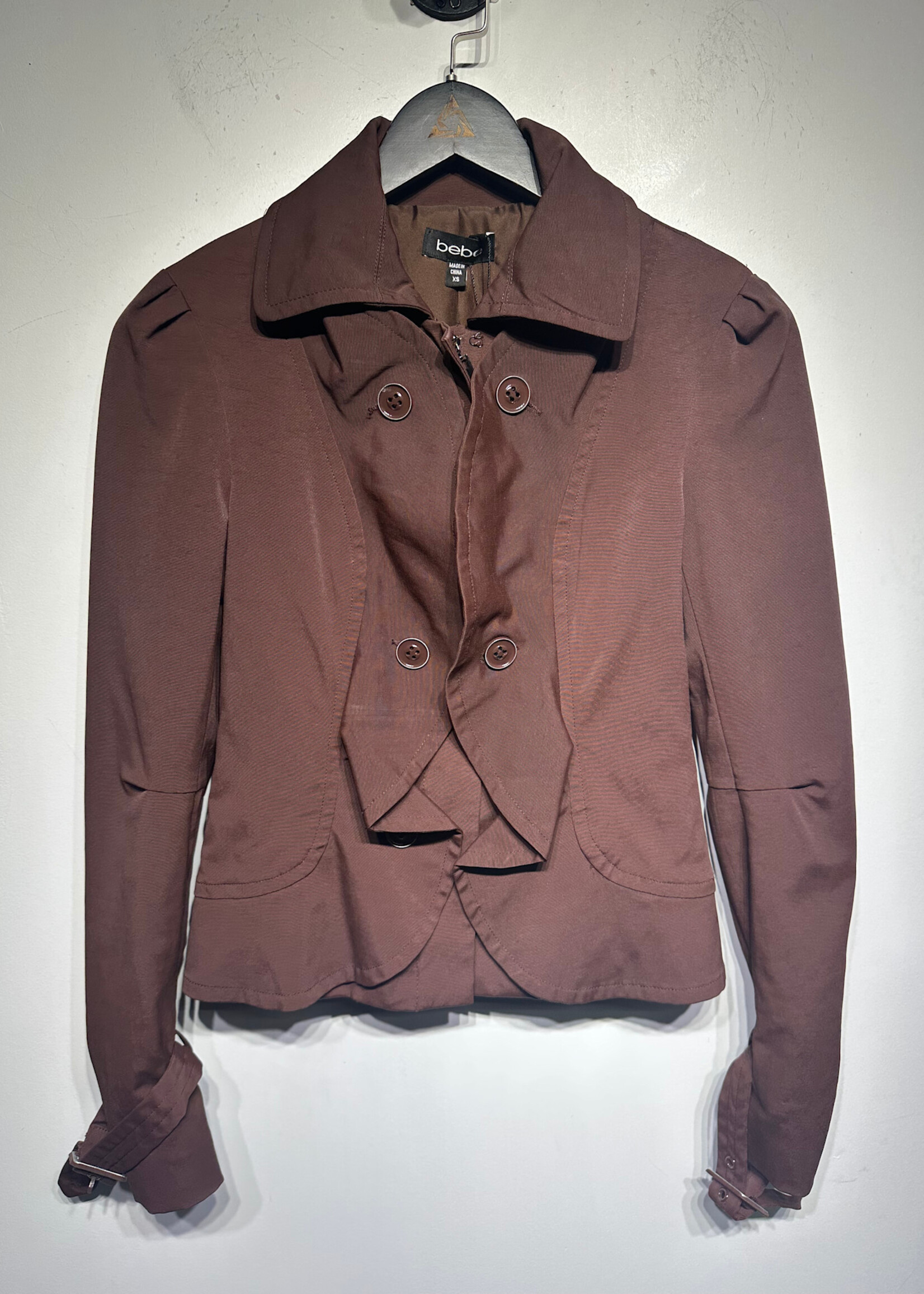 Bebe Brown Crop Rain Coat Fem XS