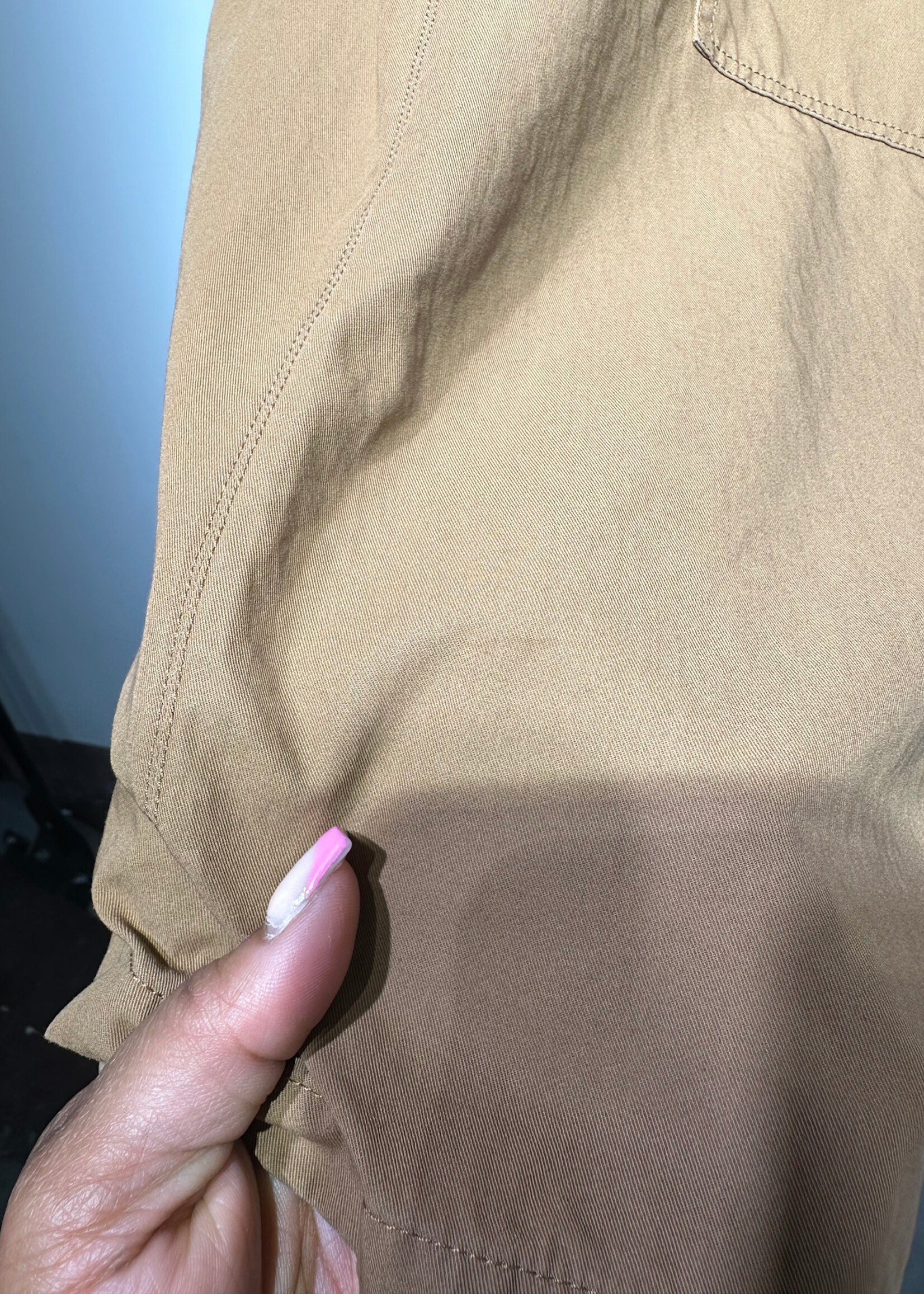 Helmut Lang Tan Camel 1/4 Button Dress XS AS IS