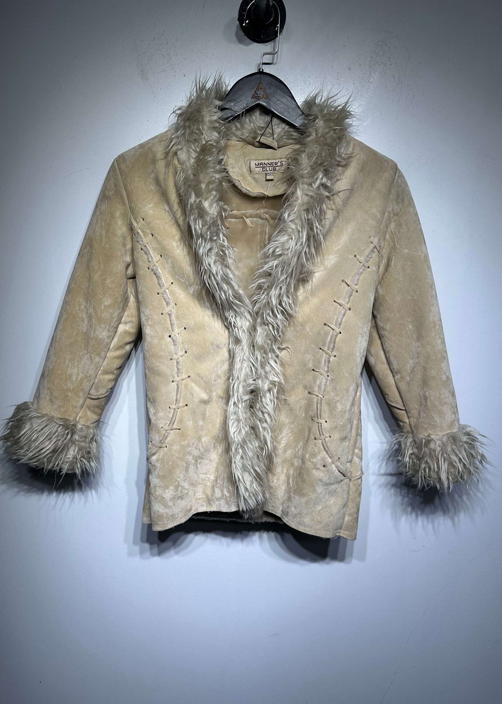 Manners Club Tan Faux Suede Penny Lane Coat As Is XS