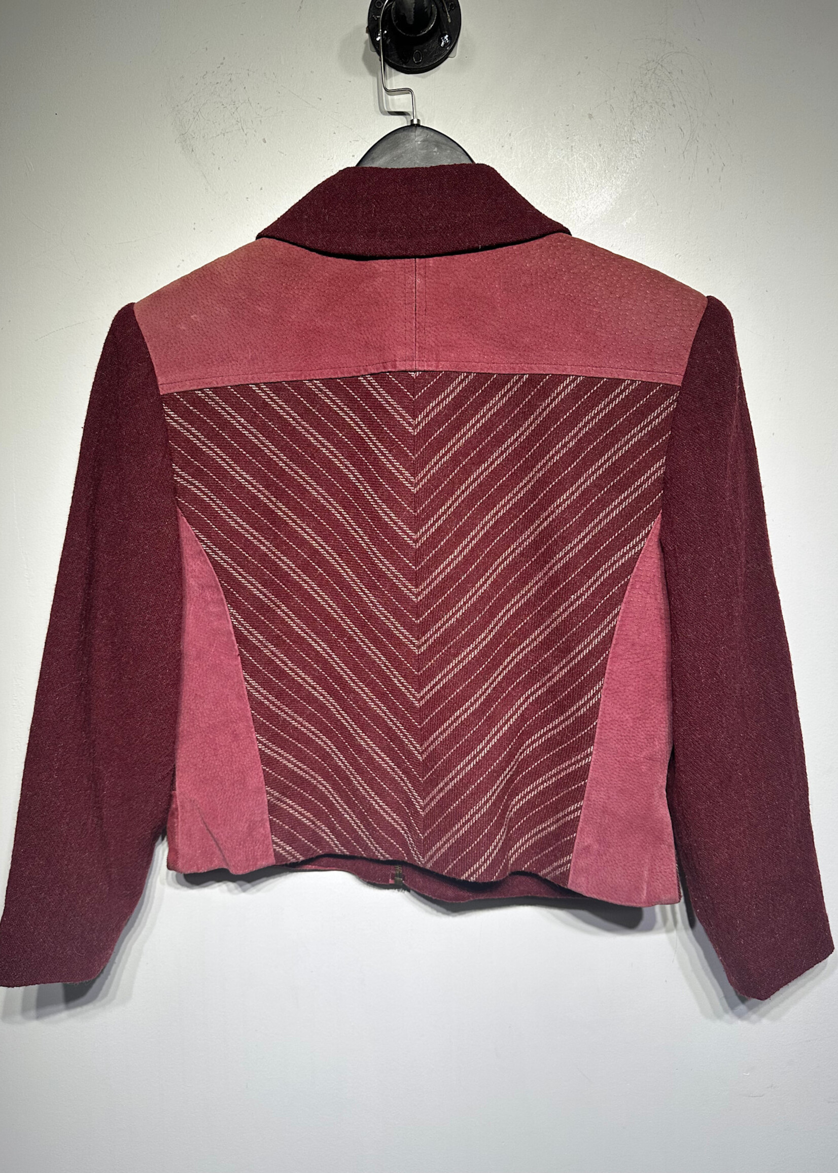 Enka Vintage Maroon Zip Up Jacket AS IS Fem L