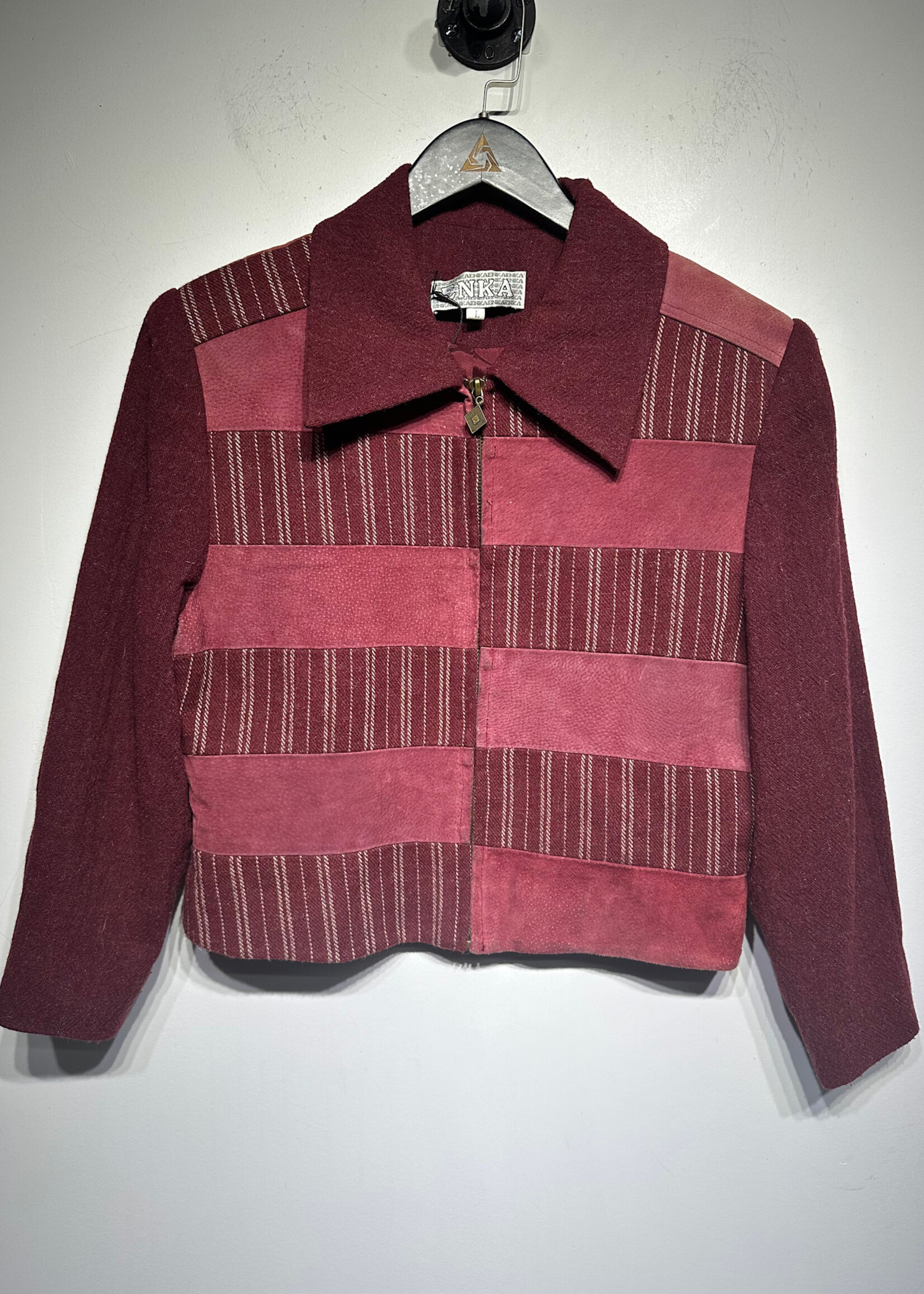 Enka Vintage Maroon Zip Up Jacket AS IS Fem L