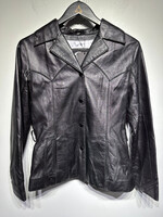 Maxima Vintage Leather Snap Blazer Fem S