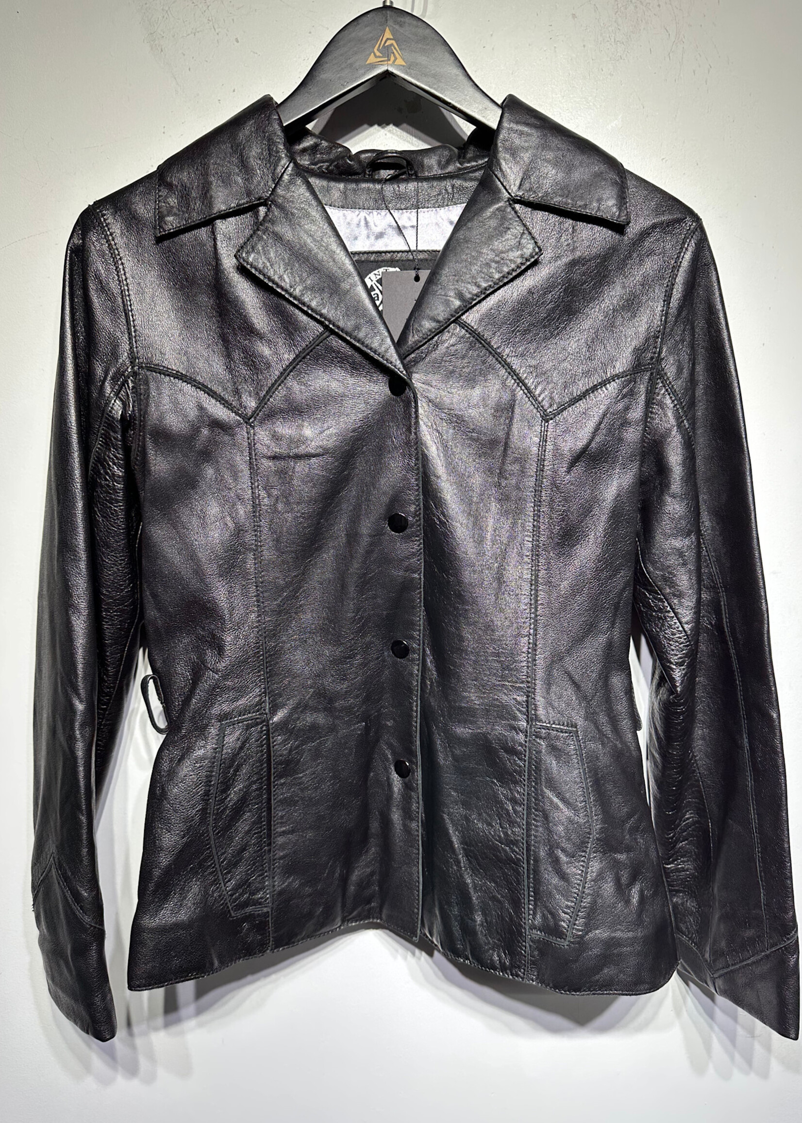Maxima Vintage Leather Snap Blazer Fem S