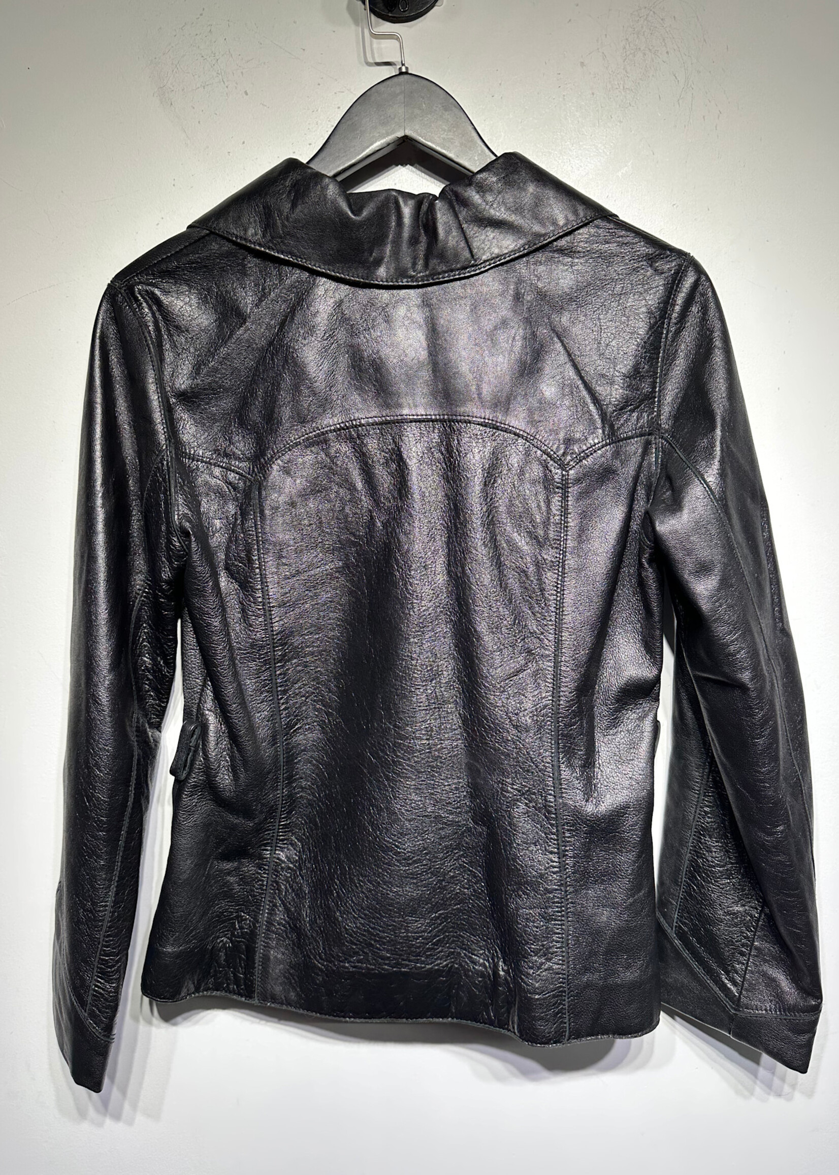 Maxima Vintage Leather Snap Blazer Fem S