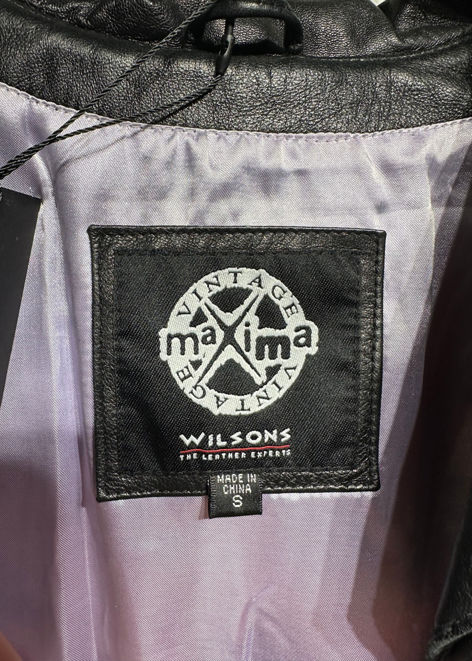 Maxima Vintage Leather Snap Blazer Fem S