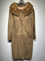 No Label Vintage Suede Fur Trim Trench Coat M
