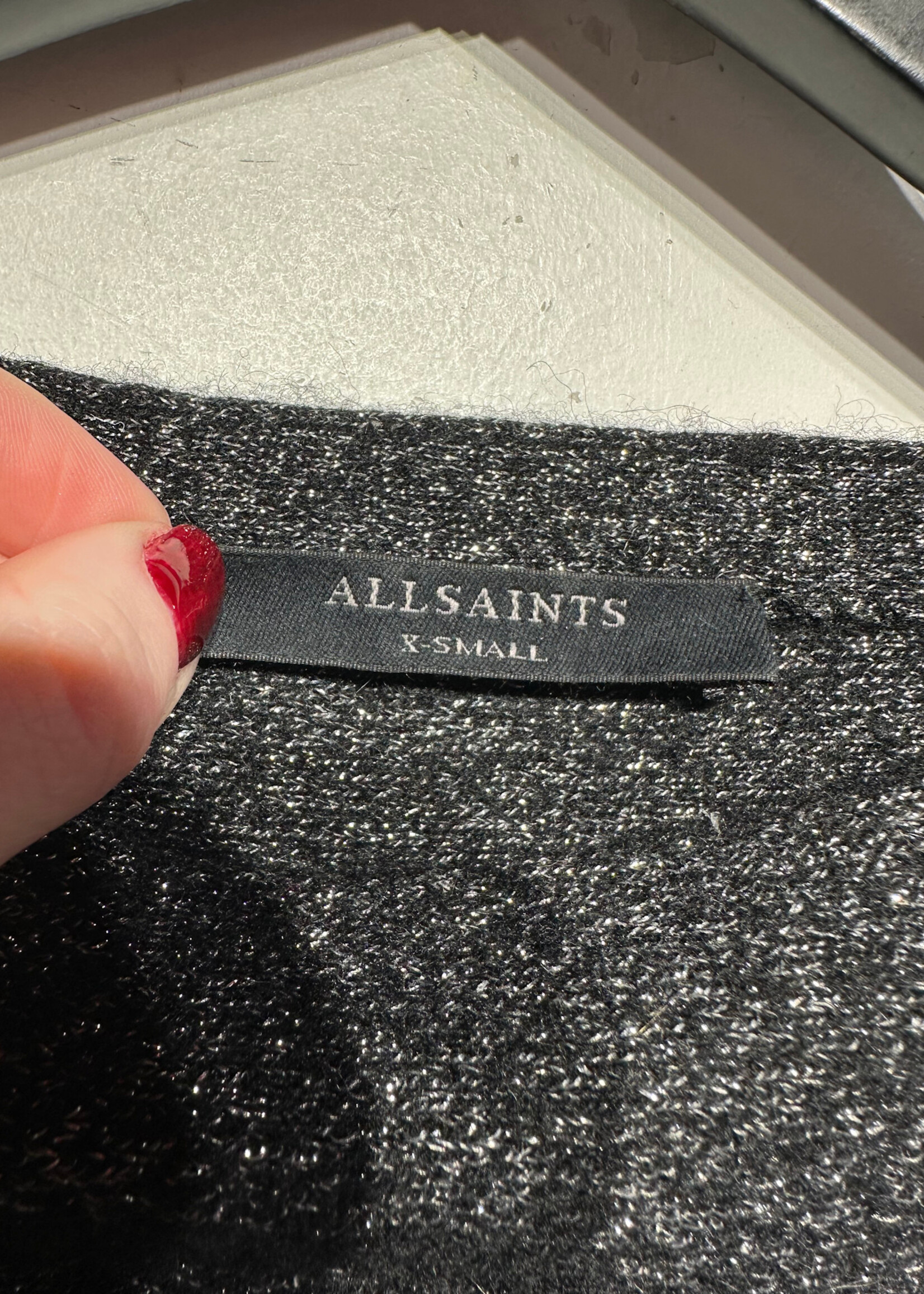 Allsaints Black Glitter Dress And Sweater Set XS