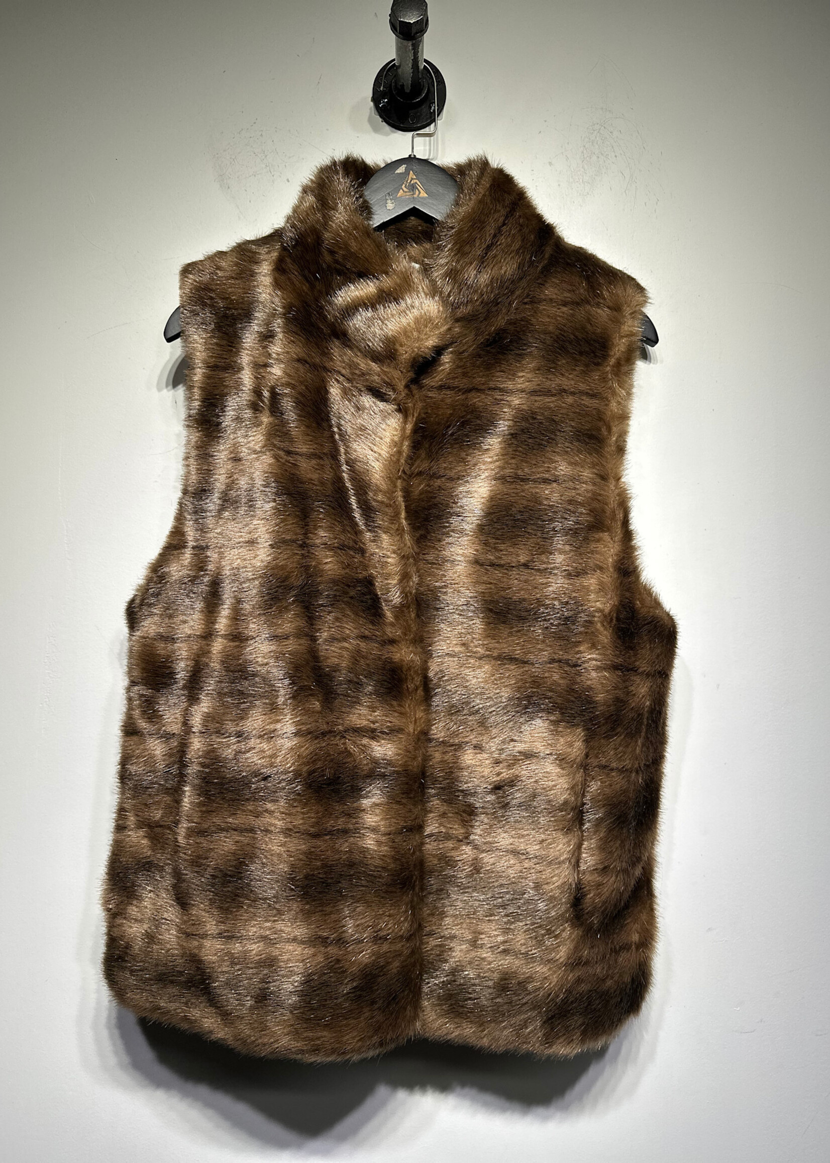 NEWPORT NEWS BROWN FAUX FUR VEST FEM L