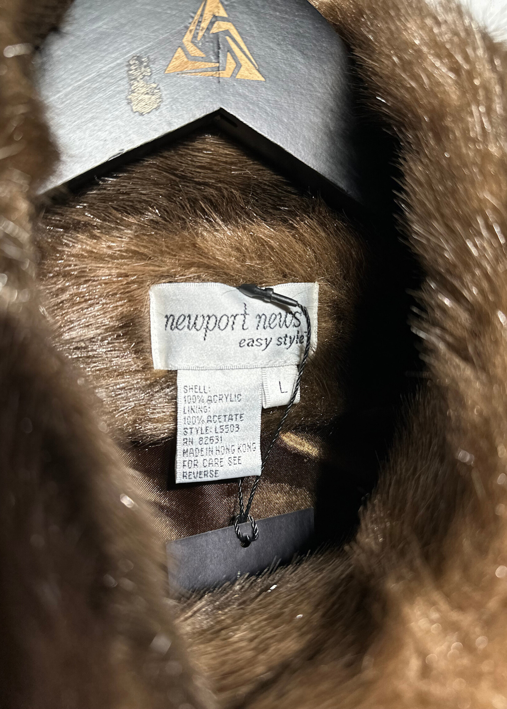 NEWPORT NEWS BROWN FAUX FUR VEST FEM L