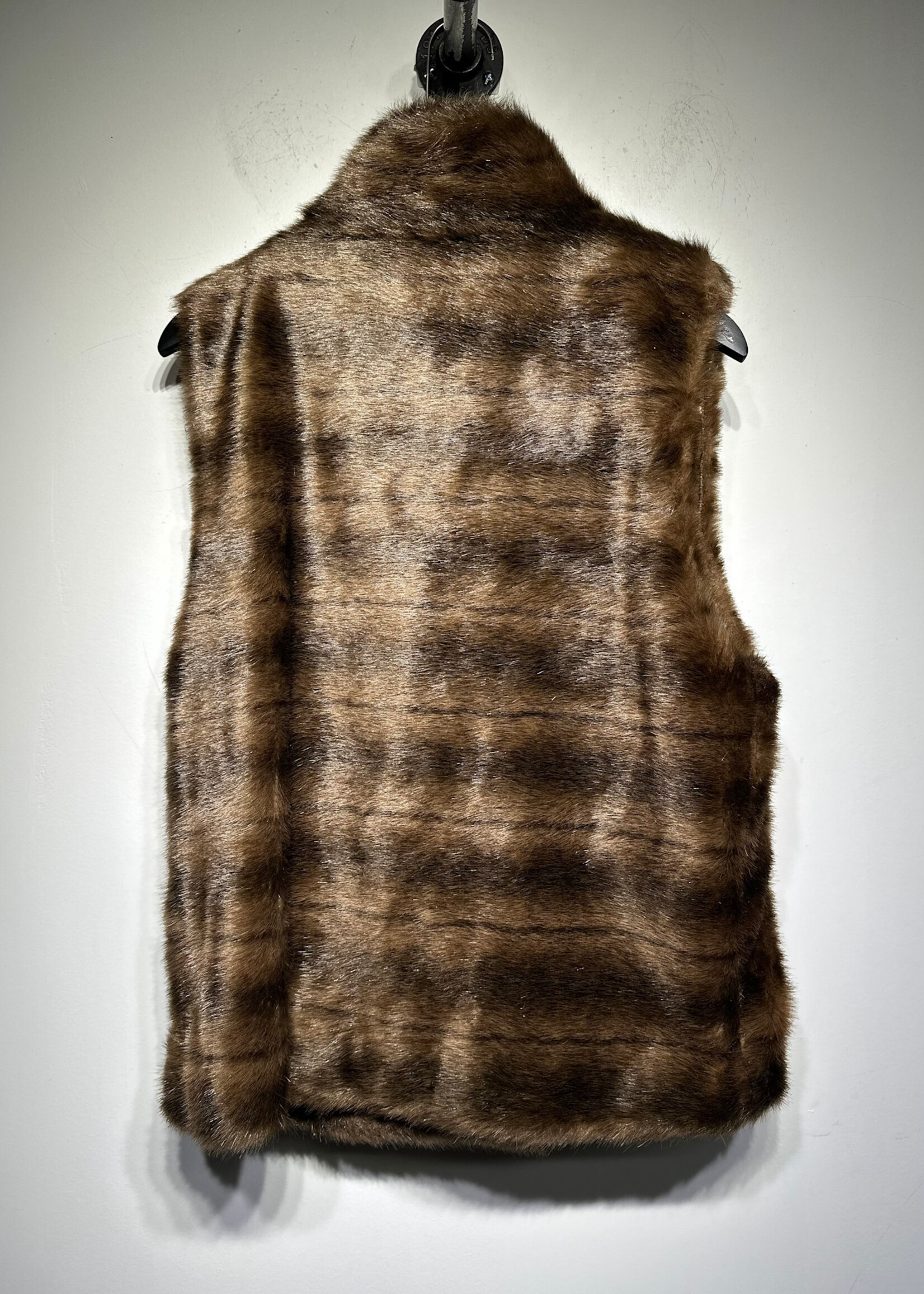 NEWPORT NEWS BROWN FAUX FUR VEST FEM L