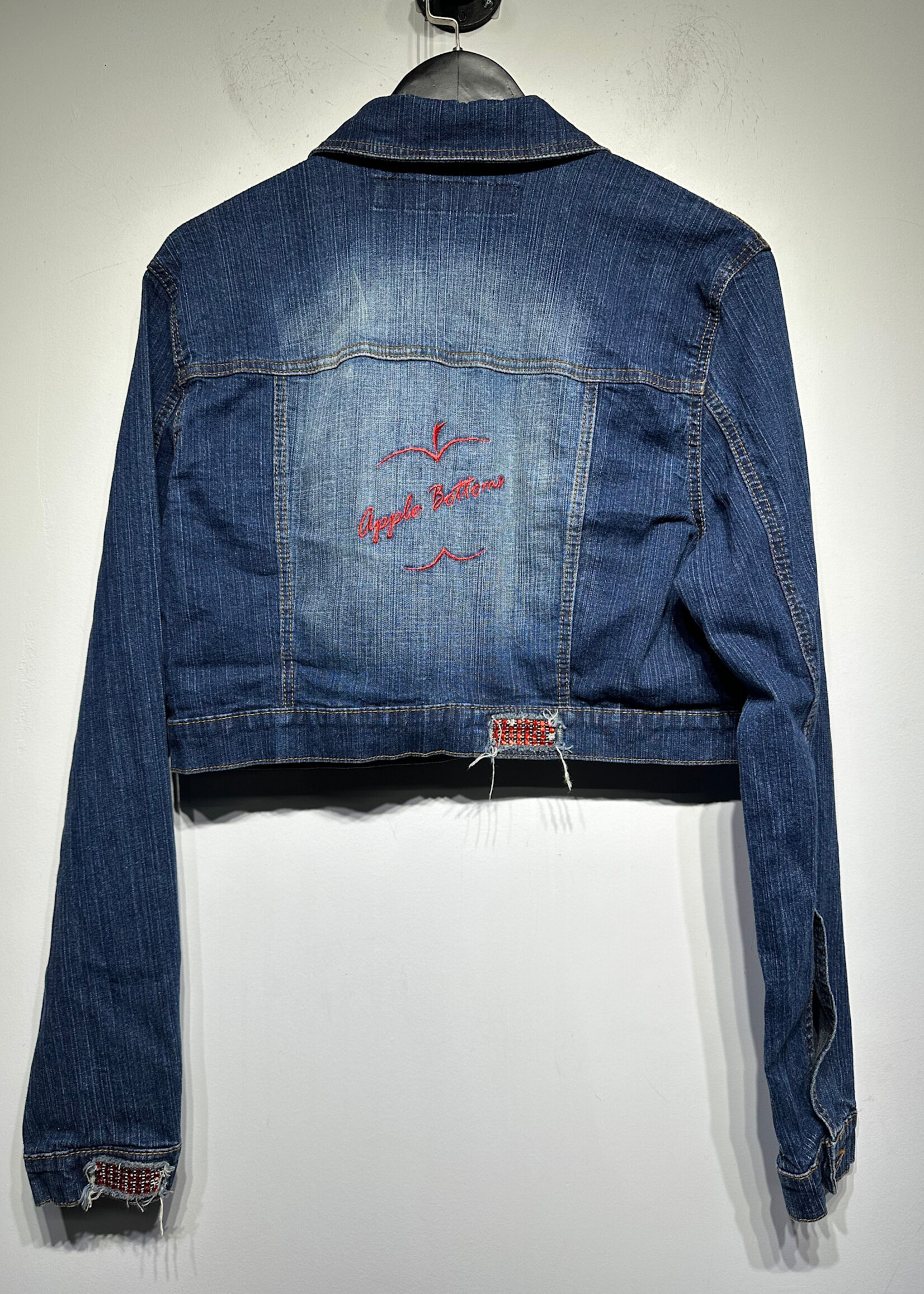 Y2K Apple Bottom Crop Jean Jacket Fem XL
