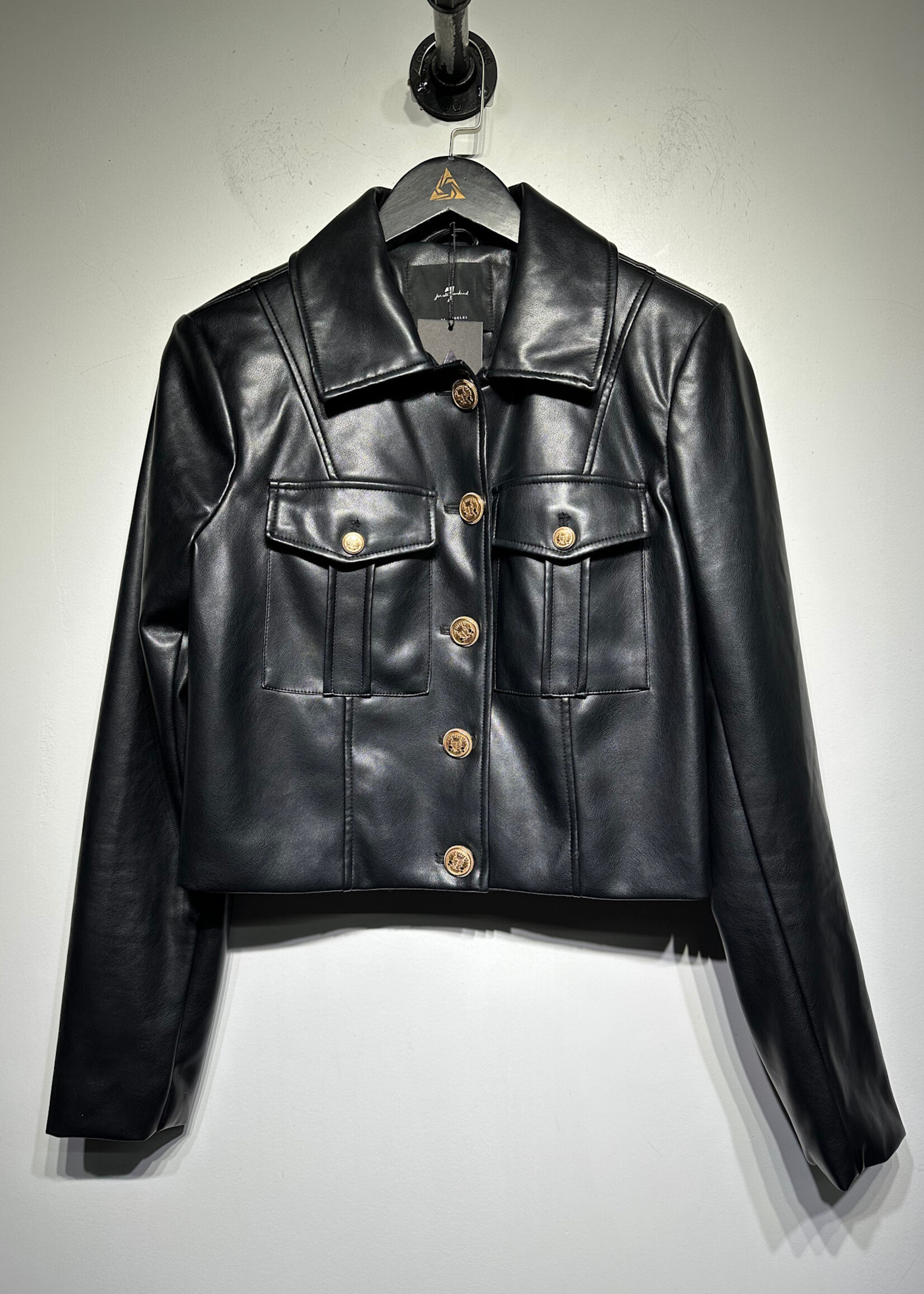 7 For All Man Kind Black Faux Leather Jacket S