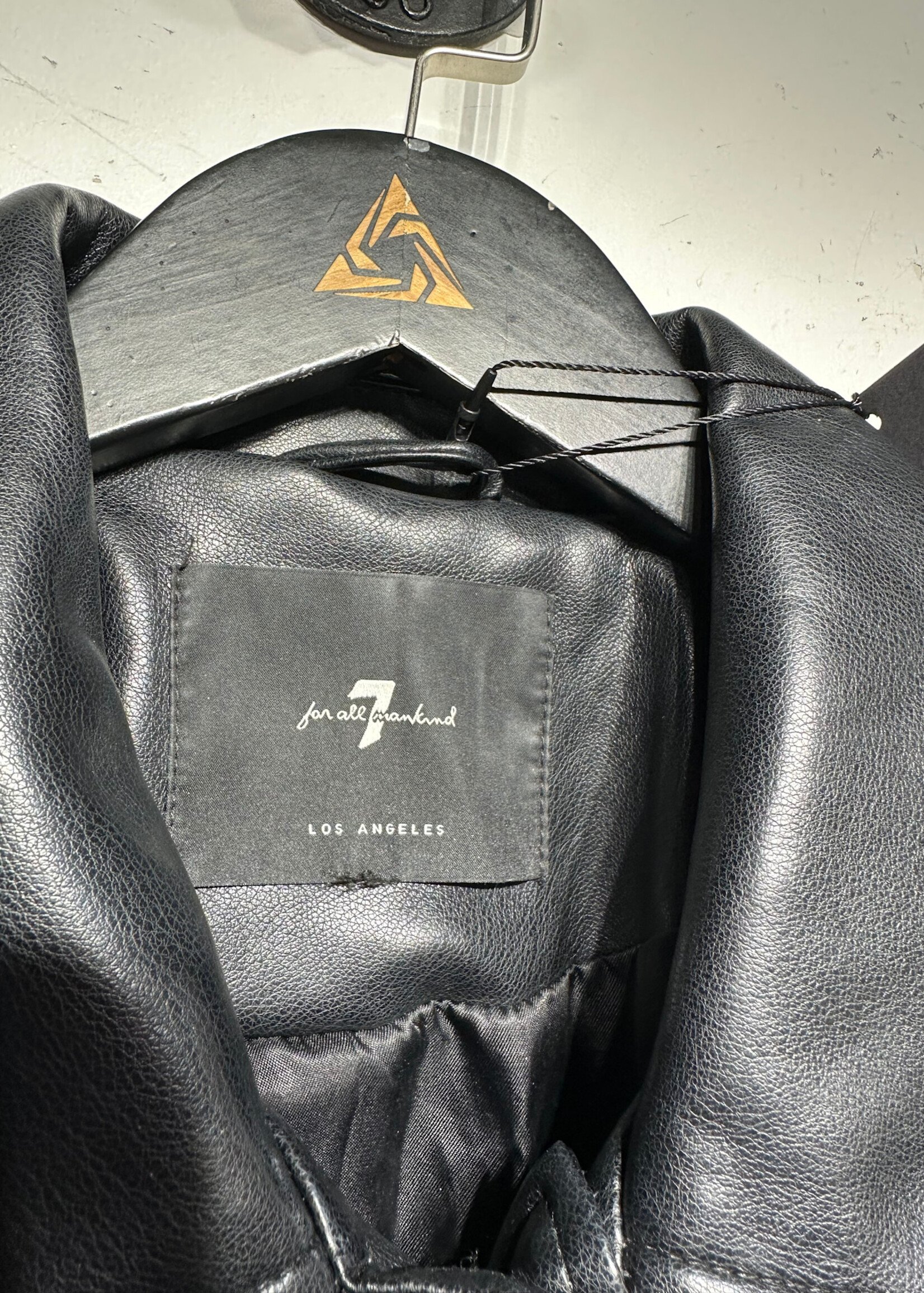 7 For All Man Kind Black Faux Leather Jacket S