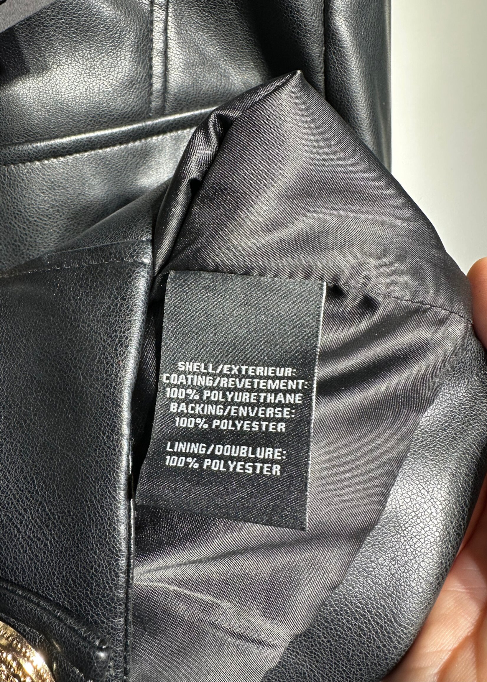 7 For All Man Kind Black Faux Leather Jacket S