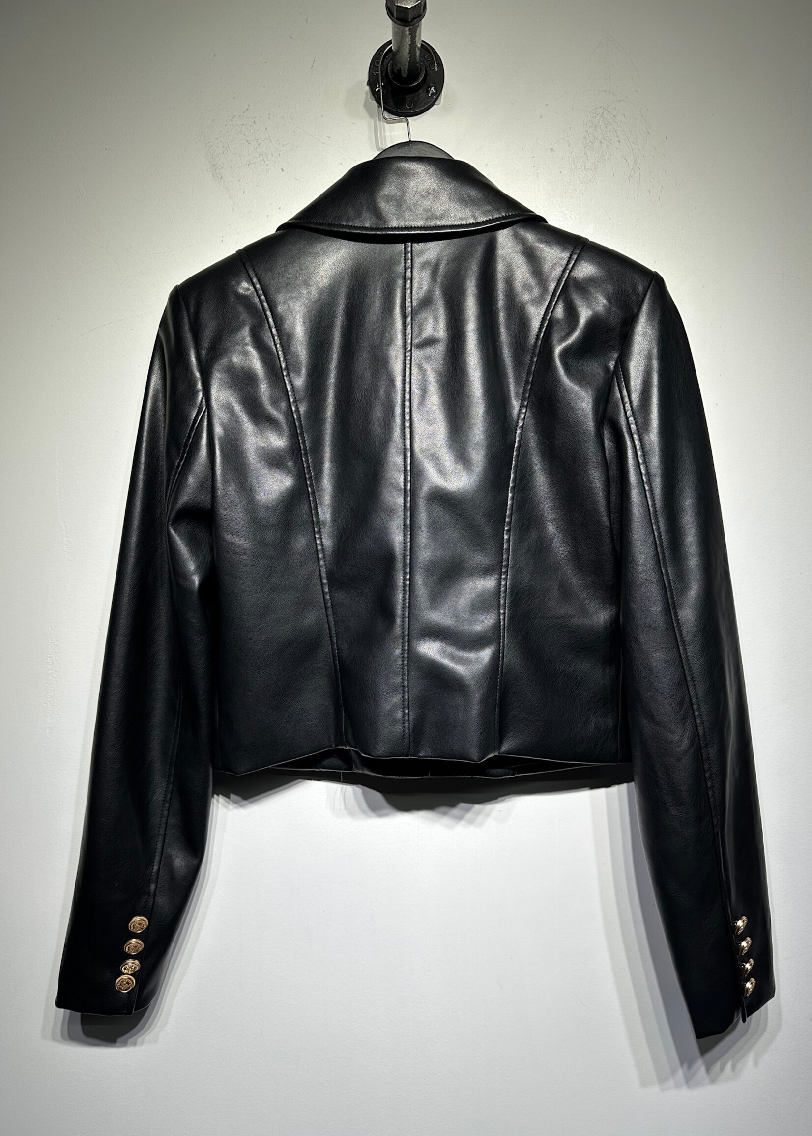 7 For All Man Kind Black Faux Leather Jacket S