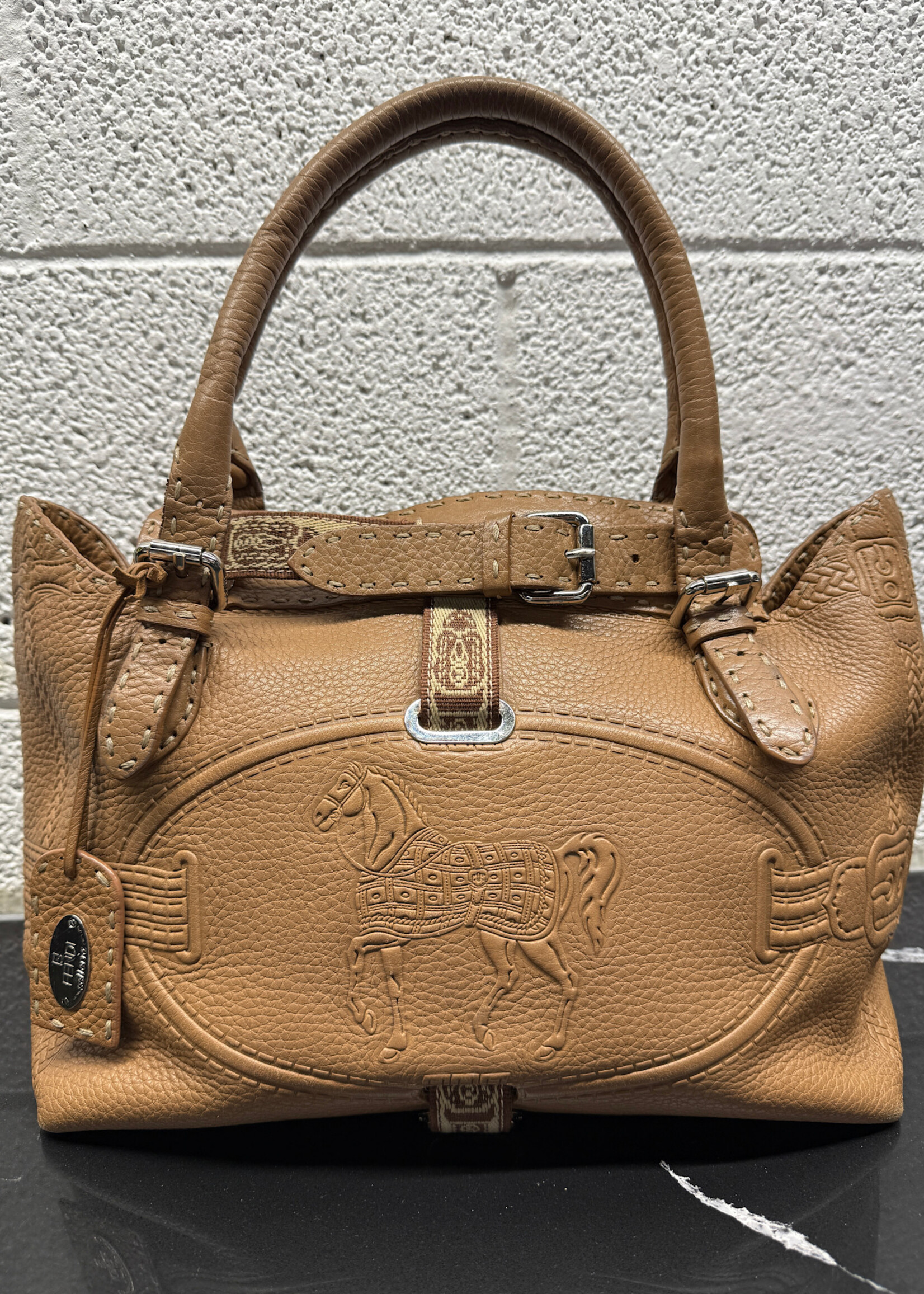 Fendi Selleria Villa Borghese Tan Tote