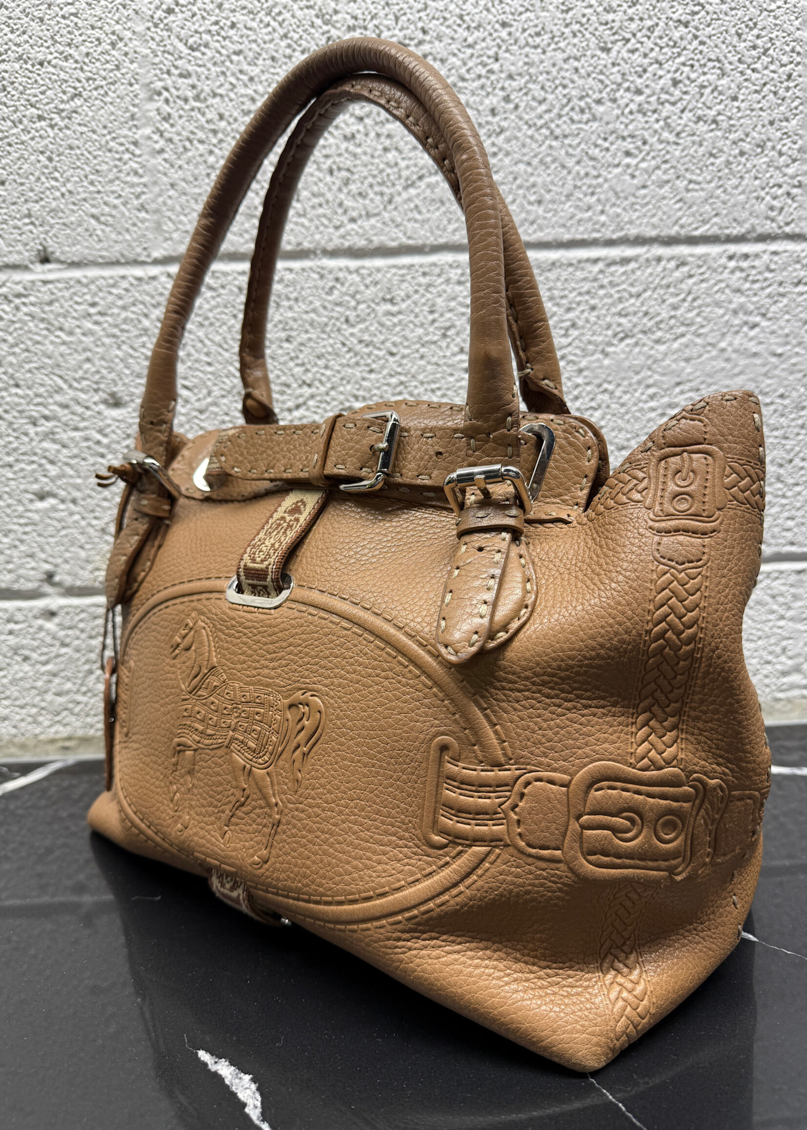 Fendi Selleria Villa Borghese Tan Tote