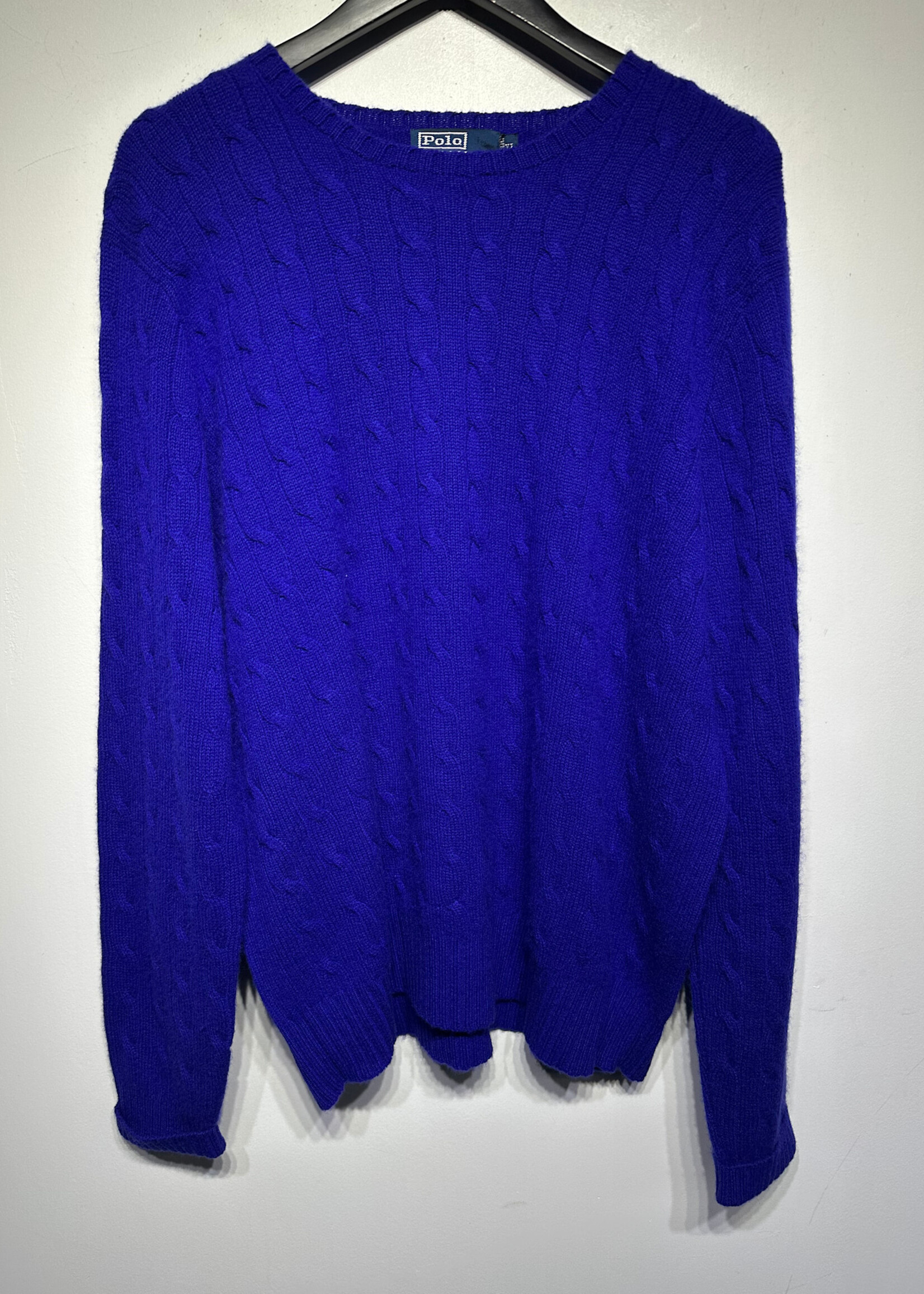Vintage Polo Blue Cashmere Cableknit Sweater XL