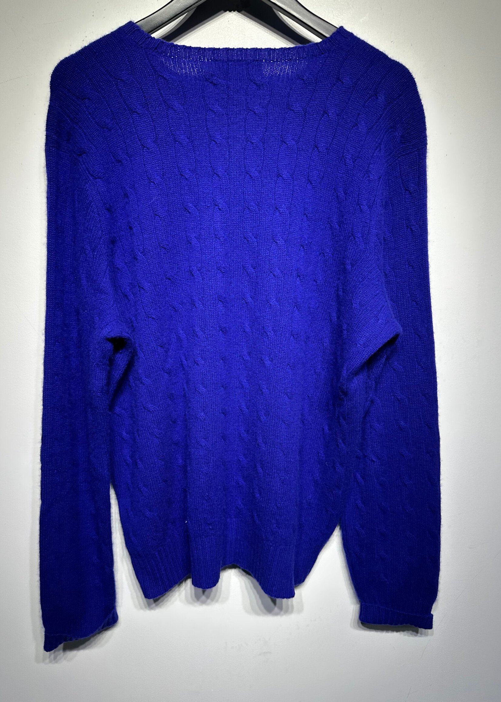 Vintage Polo Blue Cashmere Cableknit Sweater XL