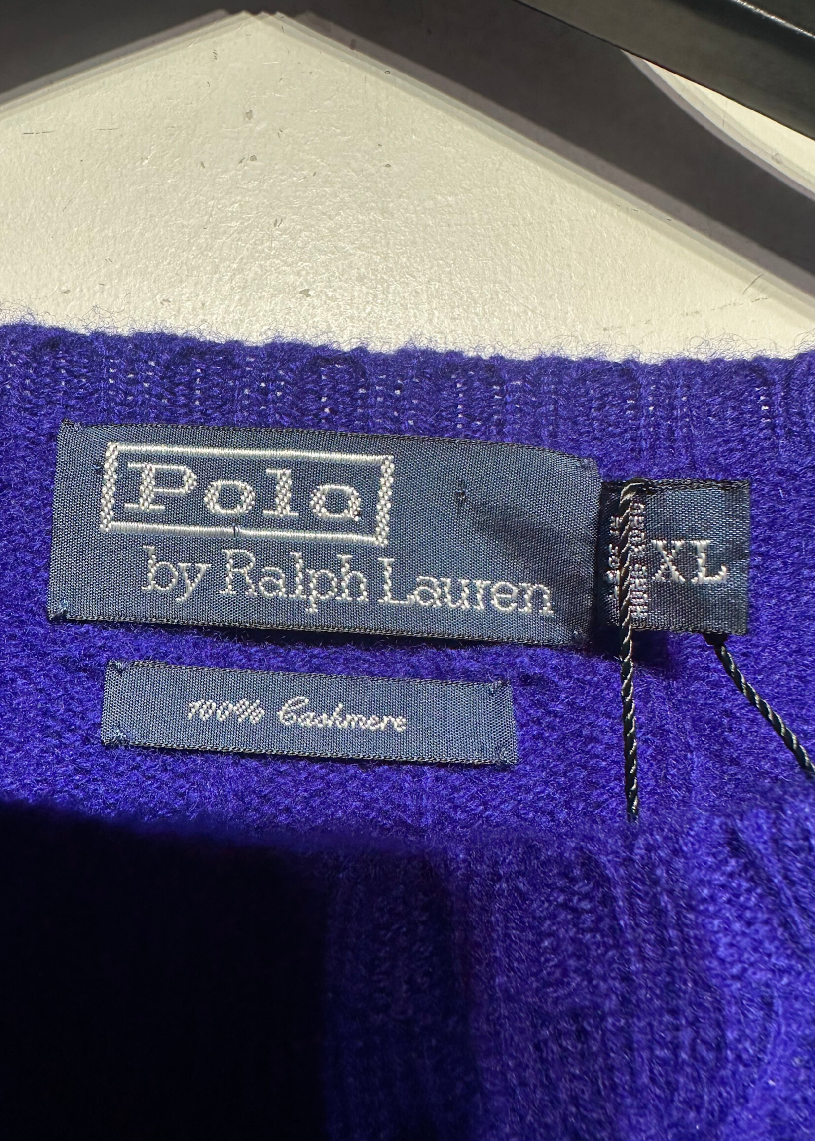 Vintage Polo Blue Cashmere Cableknit Sweater XL