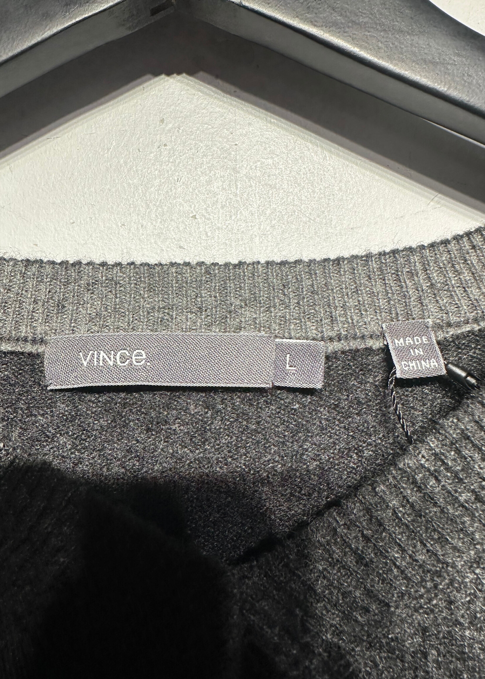 Vince Dark Grey Cashmere V Neck Sweater L