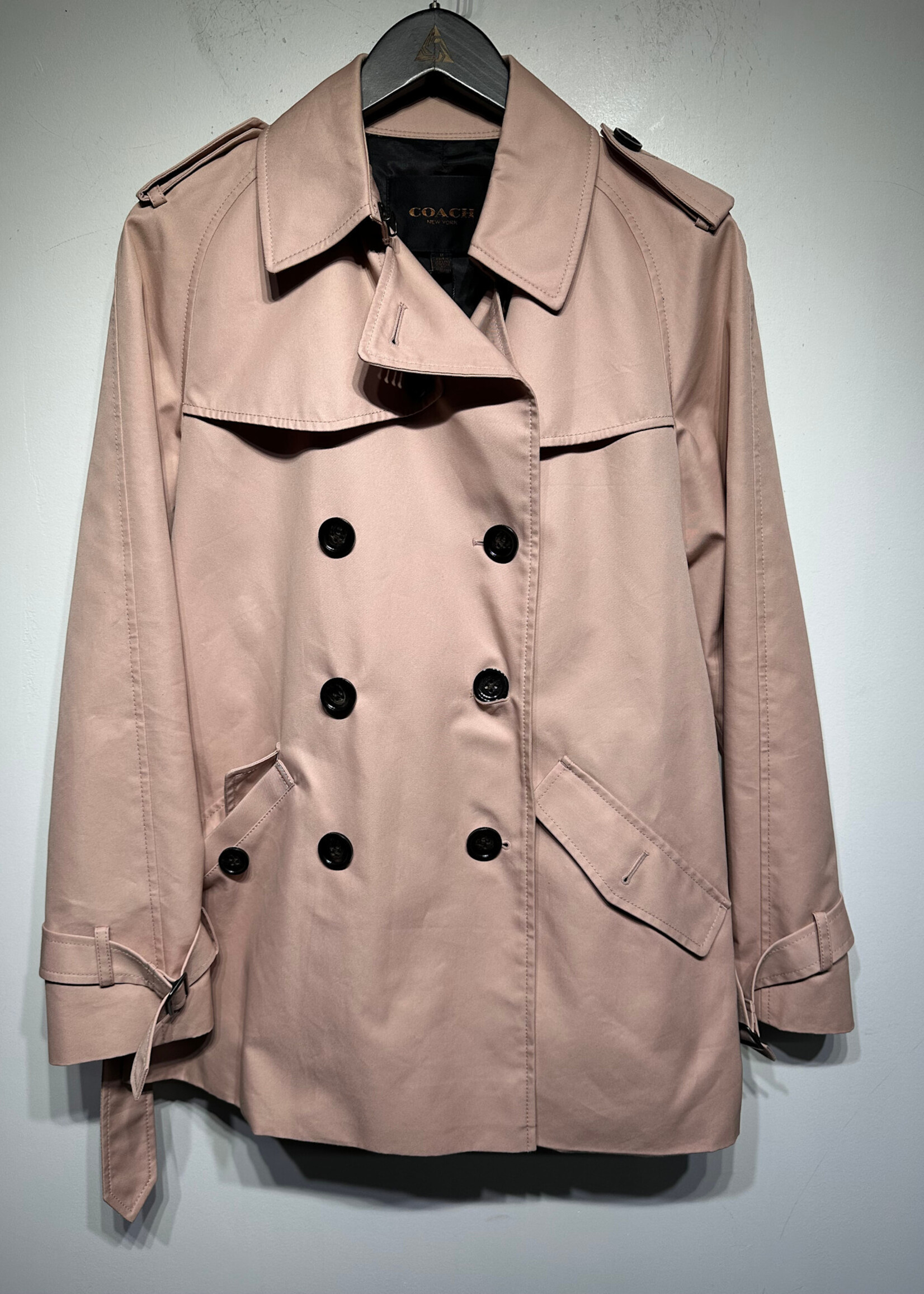 Coach Light Pink Short Overcoat Fem M