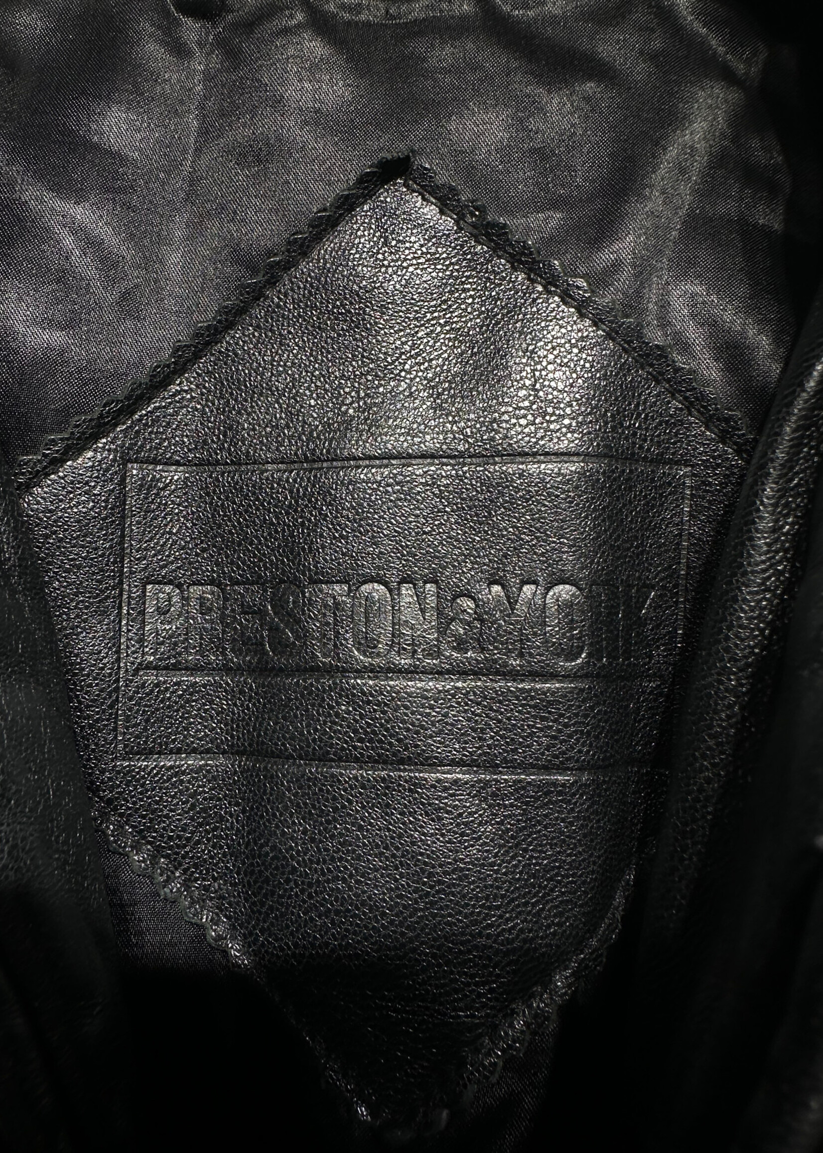 Preston & York Black Leather Zip Jacket Fem M