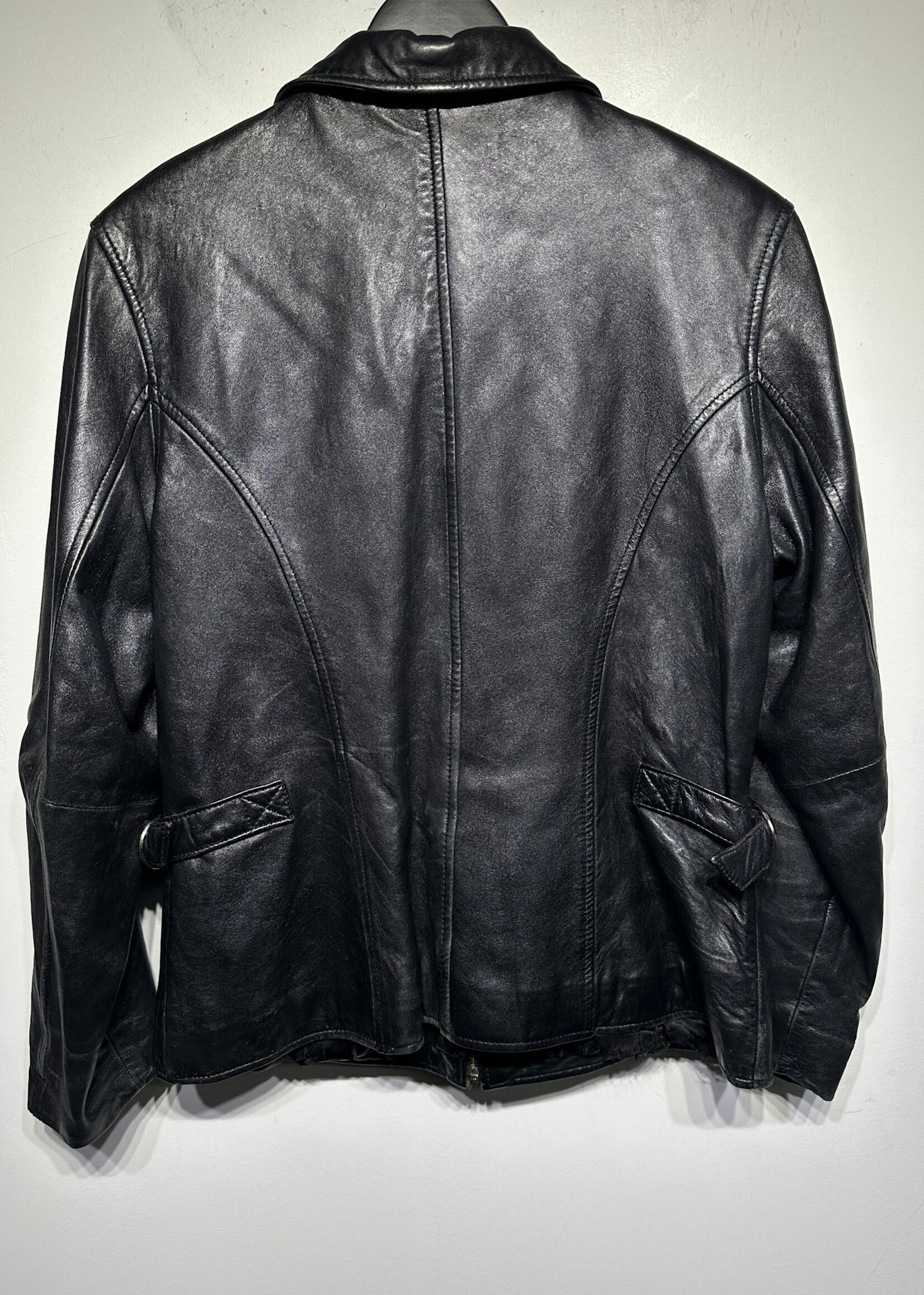 Preston & York Black Leather Zip Jacket Fem M