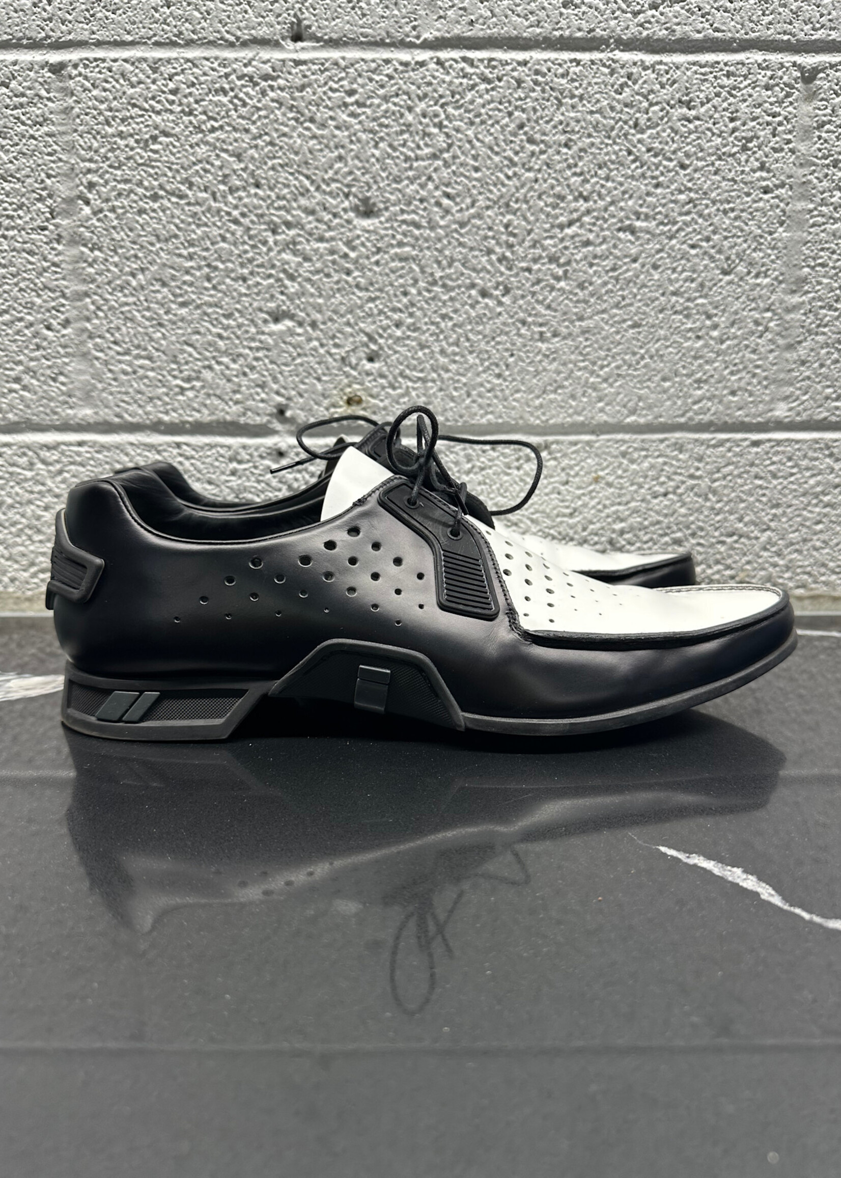 Prada Lasercut White Black Derby Fits 10.5