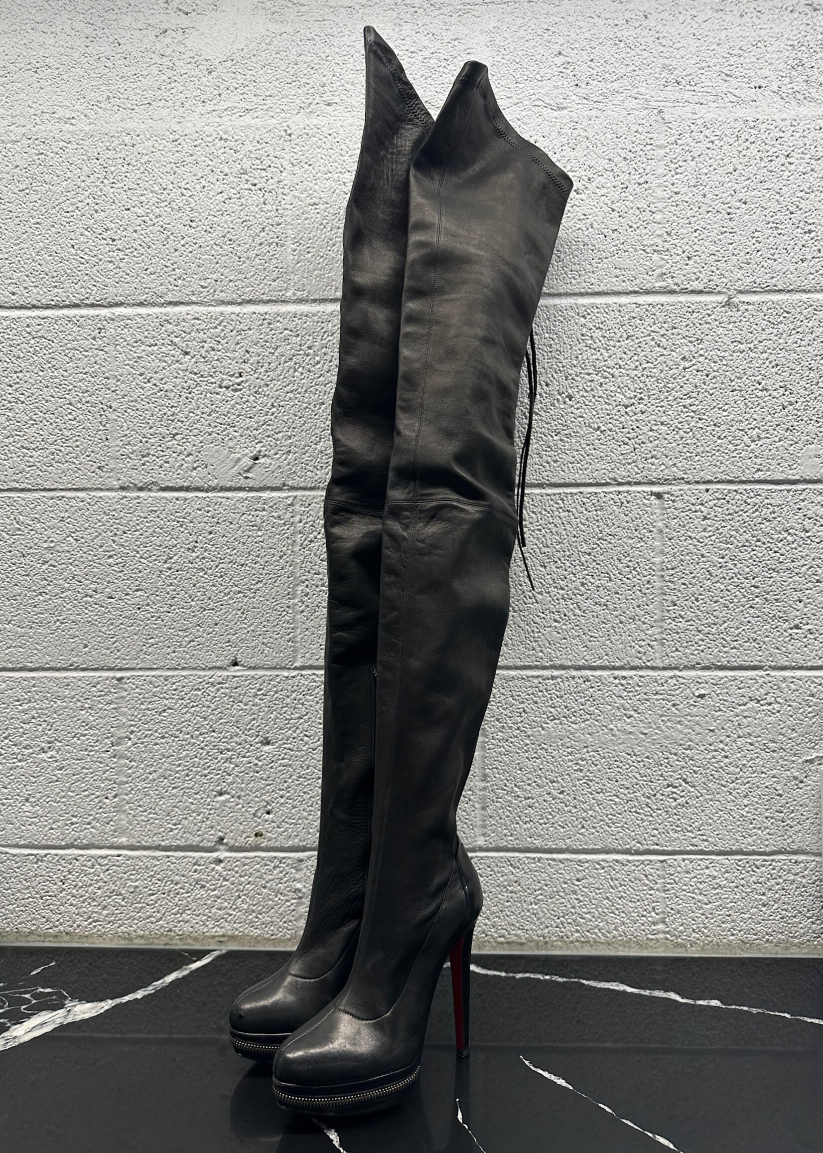 Louboutin Over The Knee Zipper Boots 37/7 AS IS